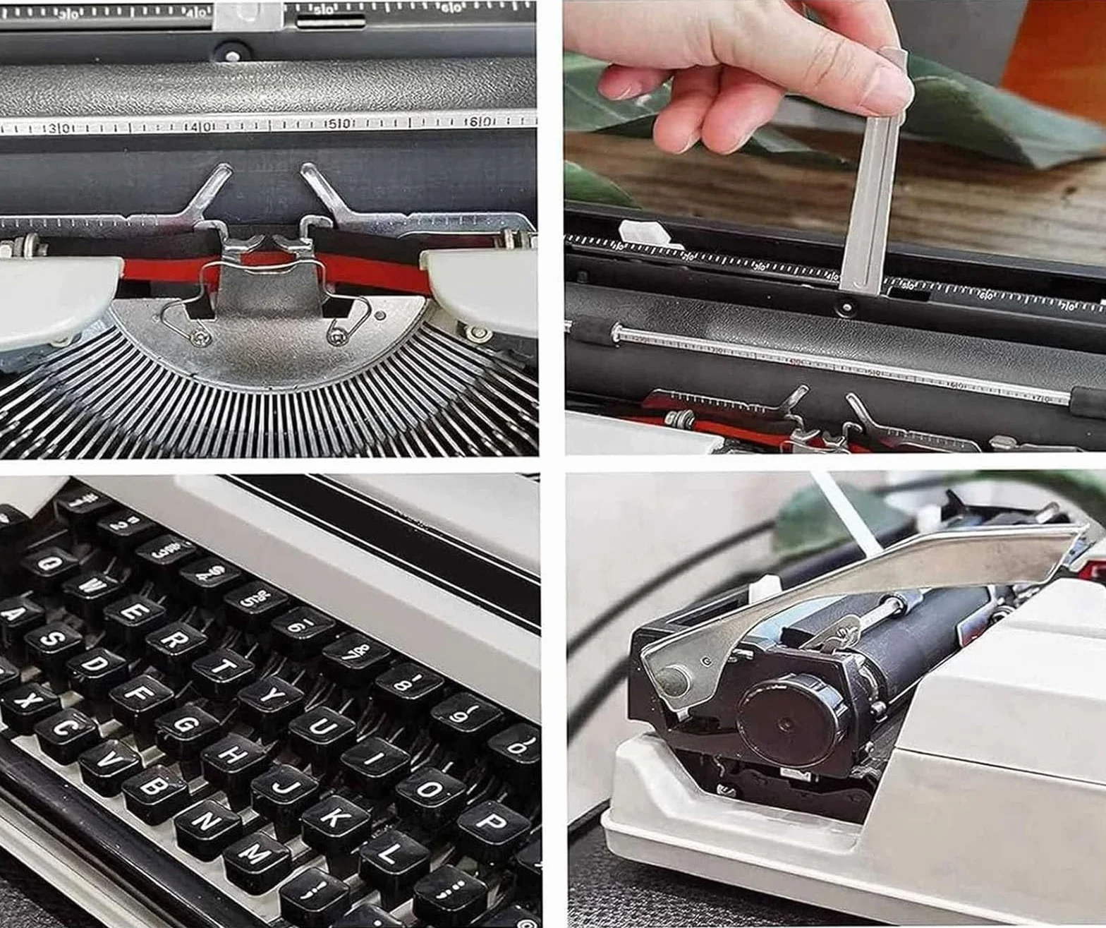 Máquina De Escribir Manual Retro En Rojo Y Negro, Máquina De Escribir Vintage Escribir Novelas En Cualquier Lugar, Teclado Inglés Ideal para Escritores Aventureros(Black)