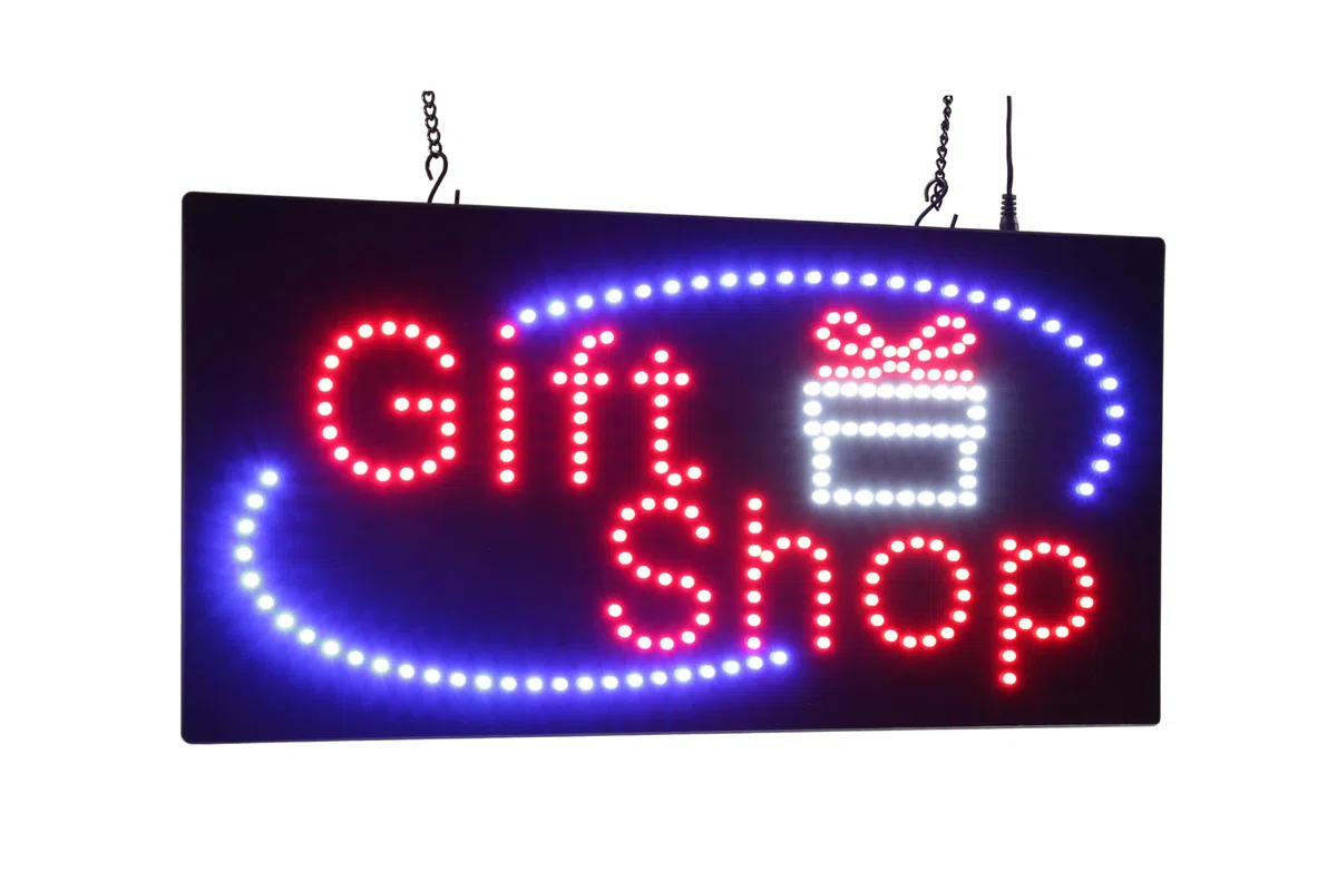 Señal de tienda de regalos de 48,26 cm, señalización con luz LED de neón, tienda, ventana, tienda, negocio, exhibición, regalo de gran apertura, recuerdo