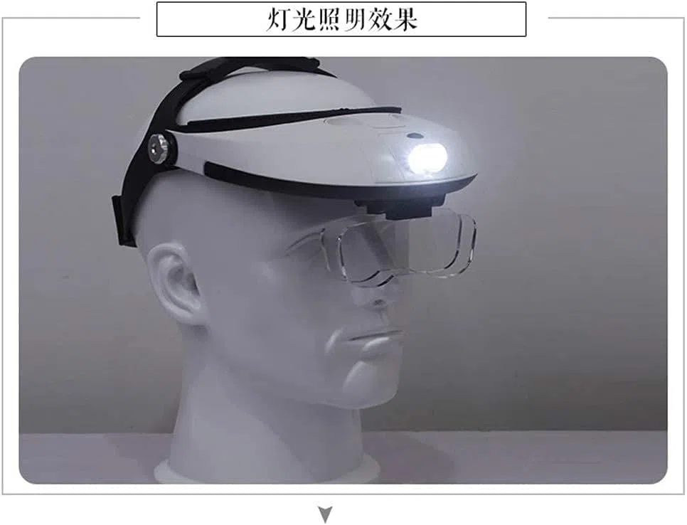 Lupa De Aumento, Lupa De Diadema con Doble Lente, Lámpara De Aumento para Lectura, Joyería, Relojería, Reparación Electrónica Y Trabajos De Precisión.