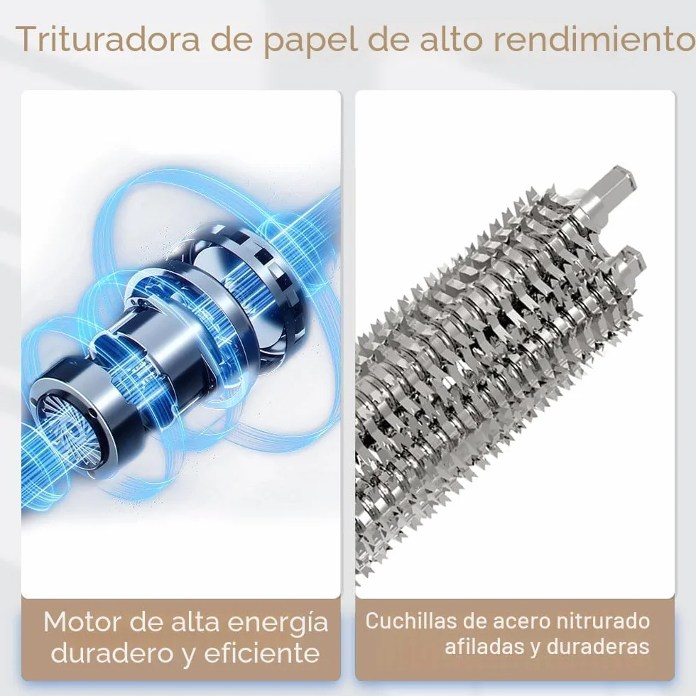 Kalopsia Destructora de Papel Profesional: 200 Hojas Destructora Automatica 60Min Trituradora de Papel Microcorte Seguridad P5 Tarjeta de Crédito/CD/Grapa Destructora Papel Oficina Casa con Cubo 35L