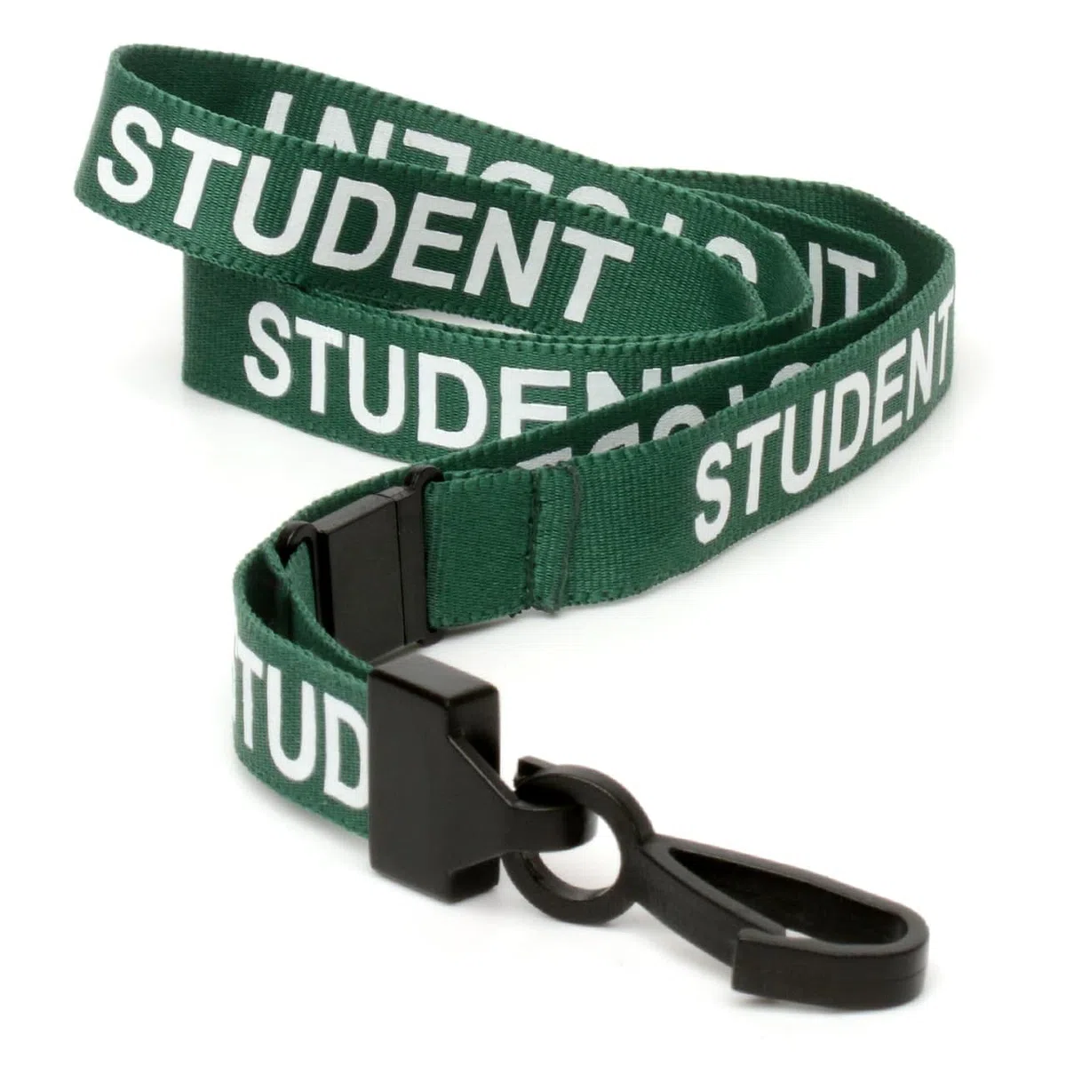 CKB Ltd Student LANYARDS - Cordón de seguridad para escuelas, correa de cuello giratoria, clip de plástico para tarjetero de identificación, diseño de liberación rápida (verde, paquete de 100)