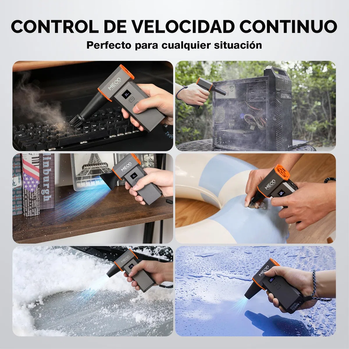 Soplador de aire eléctrico 220.000 RPM, 100 niveles sin escalones, motor sin escobillas y pantalla LED, soplador de aire inalámbrico con kit de limpieza, mini soplador de polvo para PC, teclado, coche