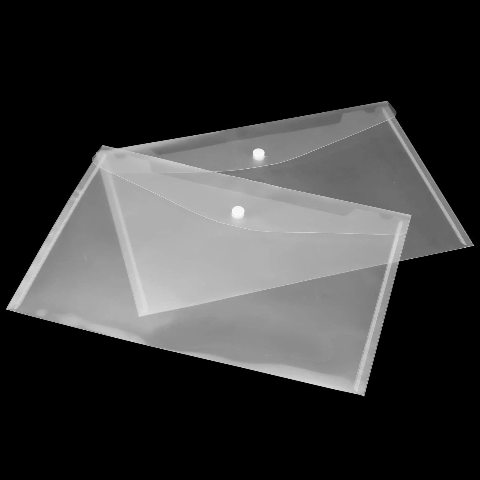 Paquete de 100 Carpetas Transparentes A4, Sobres de Plástico con Botón de Presión 226 x 325 mm