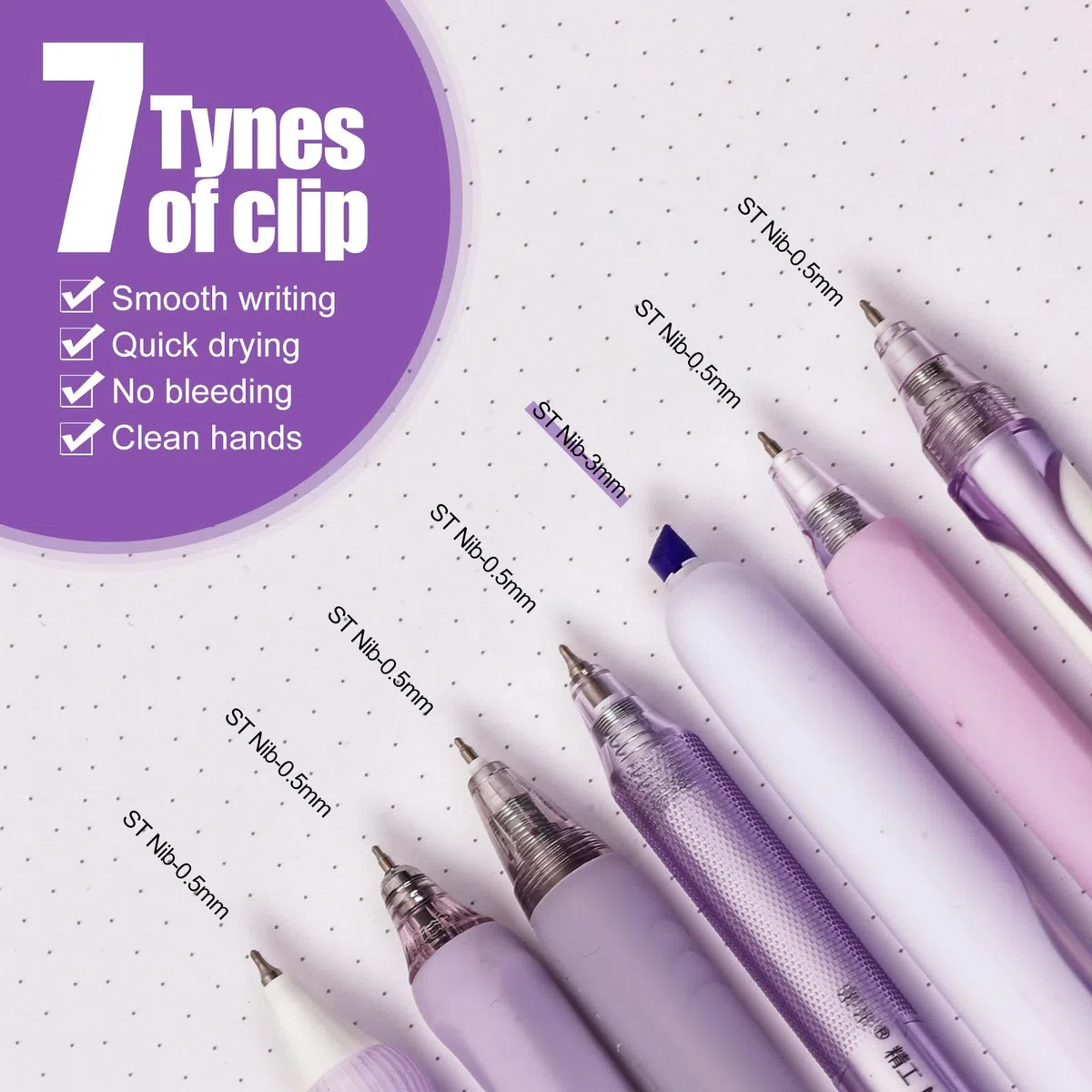 Juego de 7 bolígrafos de tinta de gel pastel, paquete de 6 bolígrafos de tinta negra con 1 resaltador para escribir, bolígrafo de gel líquido retráctil (0.5 mm), bonitos bolígrafos estéticos