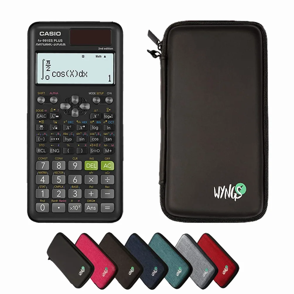 Casio fx-991ES Plus 2nd Edition con Funda Protectora WYNGS Negro - Calculadora Científica - Paquete Básico