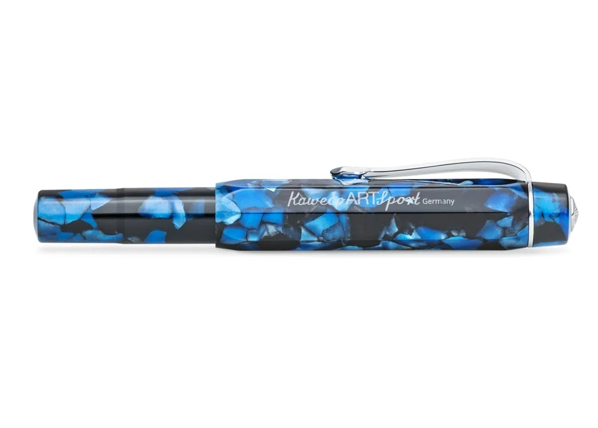 Kaweco ART SPORT - Pluma estilográfica exclusiva de acrílico para cartuchos de tinta con punta de acero, incluye caja de metal, 12,5 cm, plumín: M (mediana)