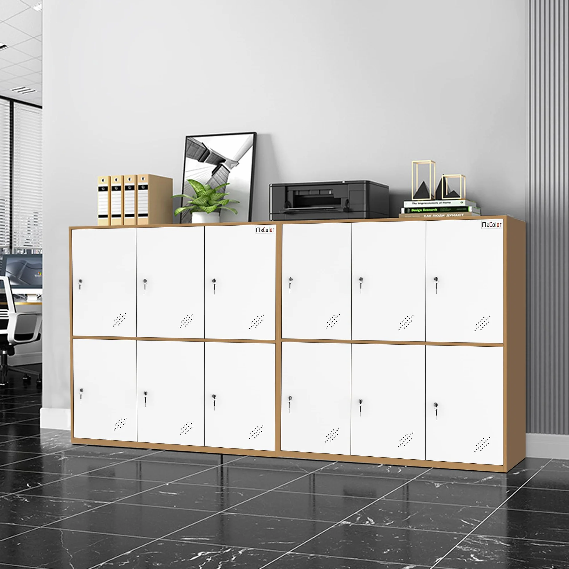 MECOLOR Taquilla de Almacenamiento de Metal con Cerradura, Blanco