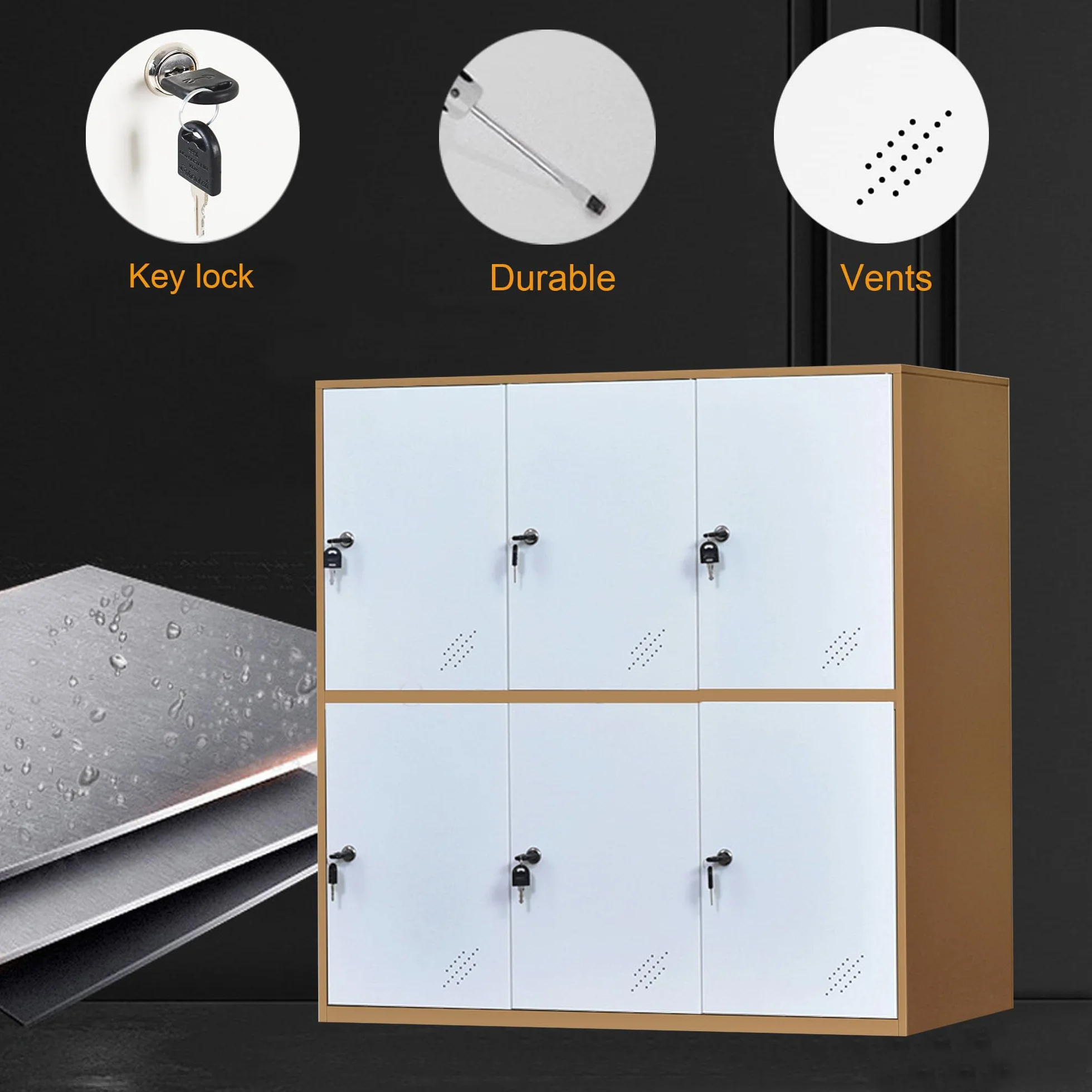 MECOLOR Taquilla de Almacenamiento de Metal con Cerradura, Blanco