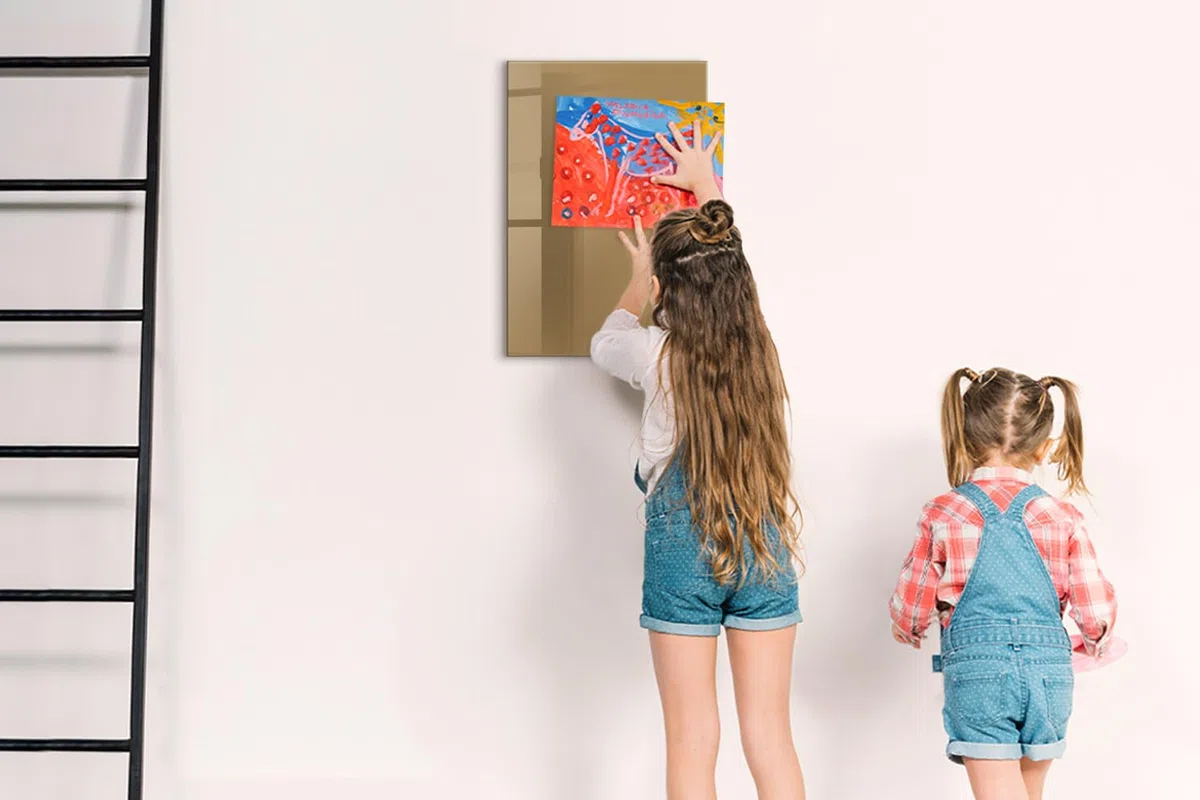 Pizarra Magnética de Vidrio Templado 40x60 color beige oscuro | Tablero Imantado | Cristal Templado | Mural de Pared | Placa de Acero | Cartelera Informativa | Organizador de Tareas