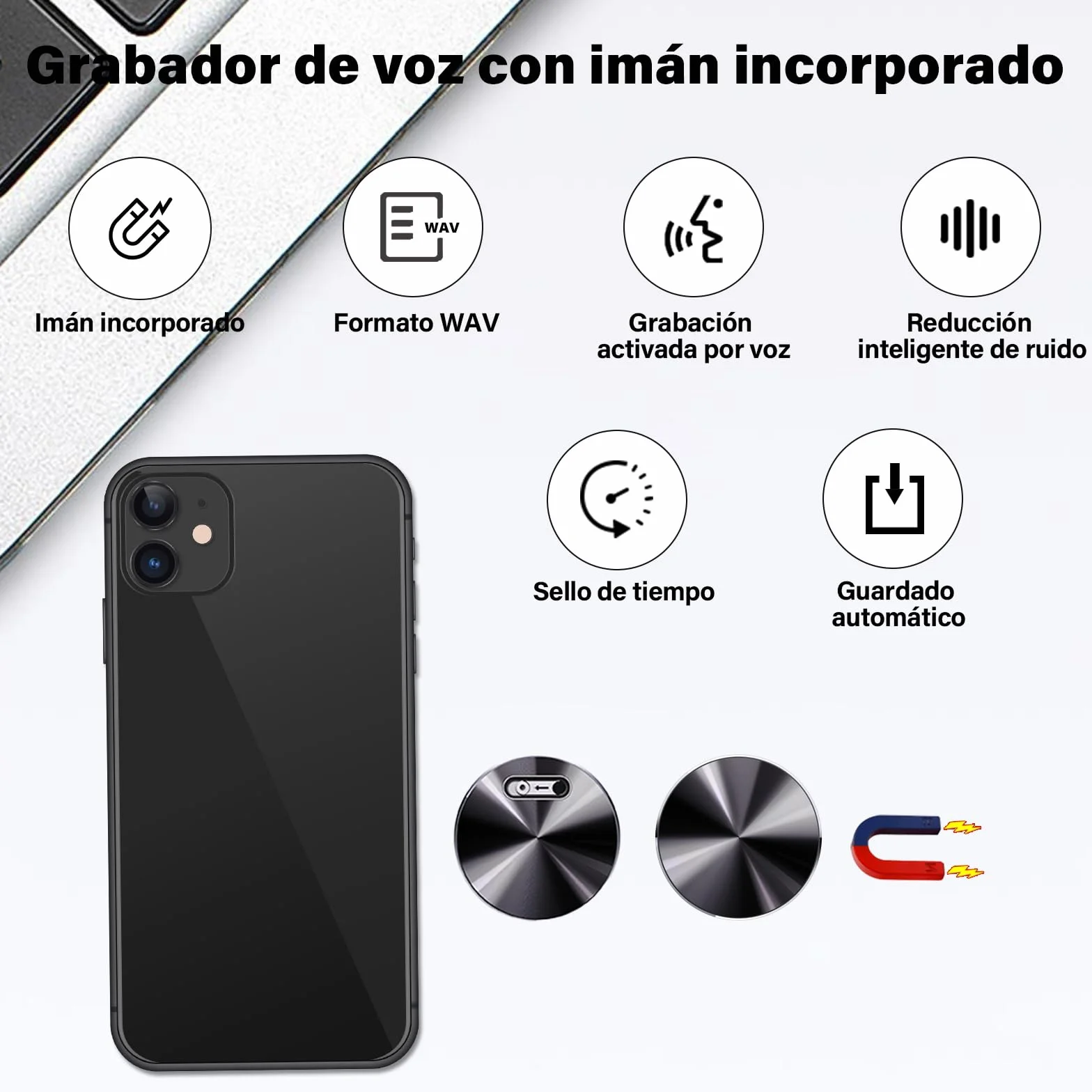 Grabadora magnética activada por Voz, Dispositivos de micrograbación, grabadora de Sonido pequeña Digital