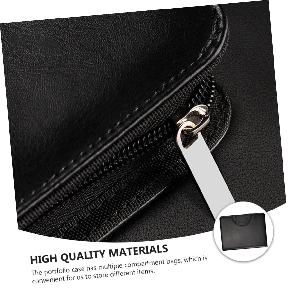 OSALADI Carpeta Portafolios con Cremallera A4 Negra de Pu para Negocios | Cuaderno A4 Incluido, Varios Compartimentos, Ligera y Elegante, Protege el Contenido y Facilita el Transporte
