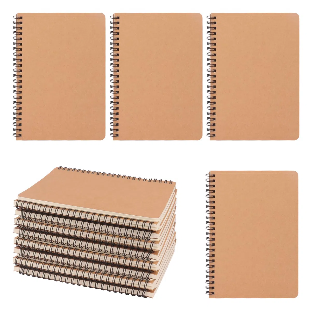IHDYPPEW Paquete de 20 cuadernos de espiral color marrón, cuadernos A5, cuadernos medianos versátiles para el trabajo, estudio y regalos, suministros de oficina, escuela (60 hojas, 120 páginas)
