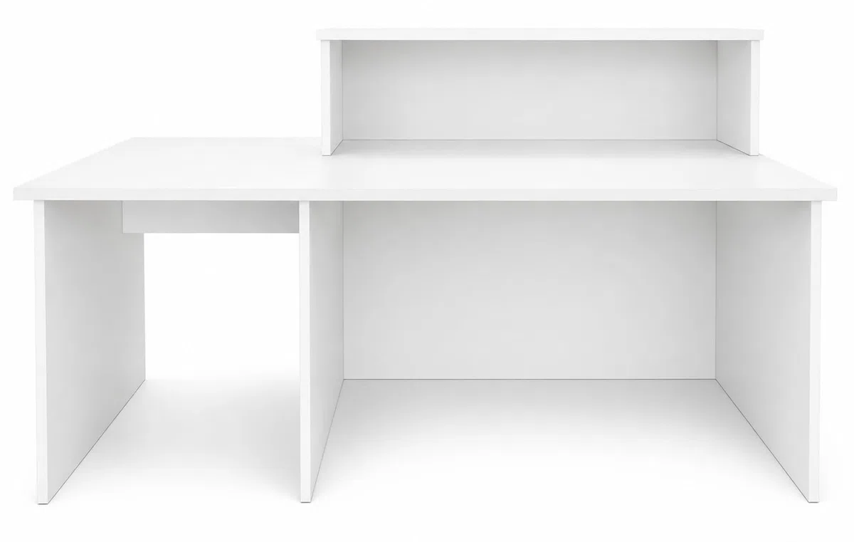 Mostrador de Recepción, Adaptable para Minusválidos. Modelo Apolo Oficina (Blanco, 120+80 cm)