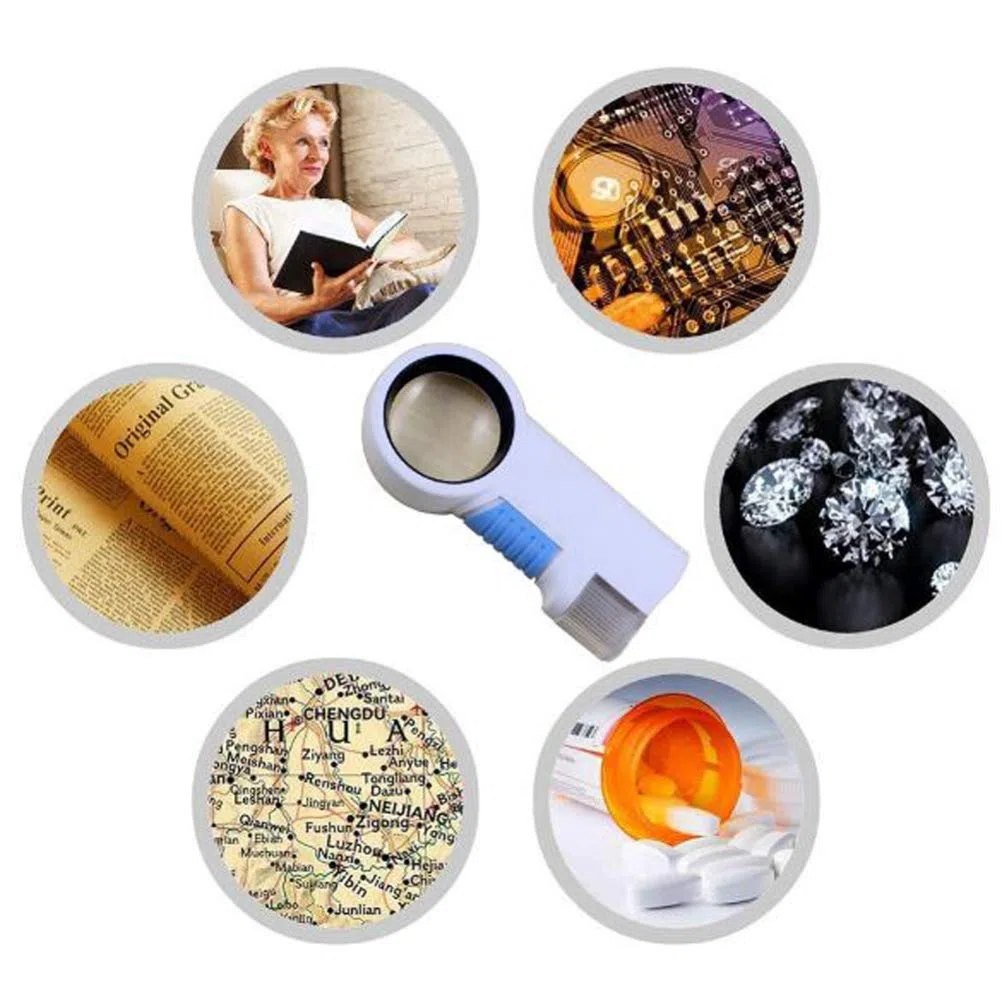 Lupa, Lupa con Lupa de 5 x 20 x y Lupa de Mano con luz LED para Libros, joyería, Examen de Monedas, Tarjetas, periódicos/a/- Safehappy
