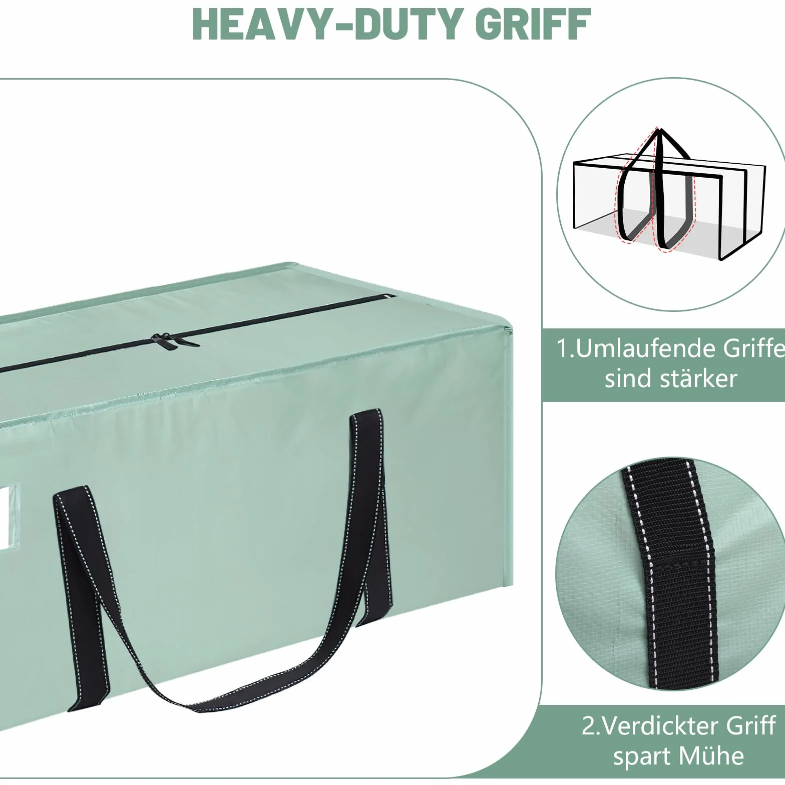 Dntorx 4 bolsas de almacenamiento de 120 L, resistentes al agua, cajas de mudanza, grandes con asa con cremallera, caja de almacenamiento plegable para mudanzas, camping, almacenaje ropa (verde