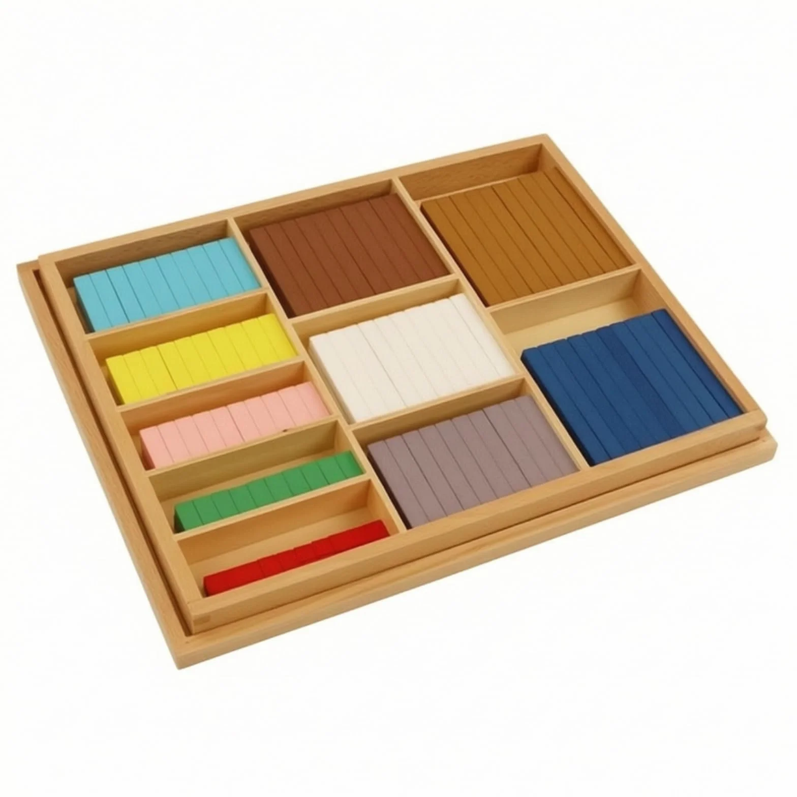 Entrenador Matemático para Niños Set Manipulativo Barras Numéricas Regletas Contadores Caja de Ordenación Madera Aprendizaje Temprano de Suma Adecuado para Escuela Jardín de Infancia Hogar
