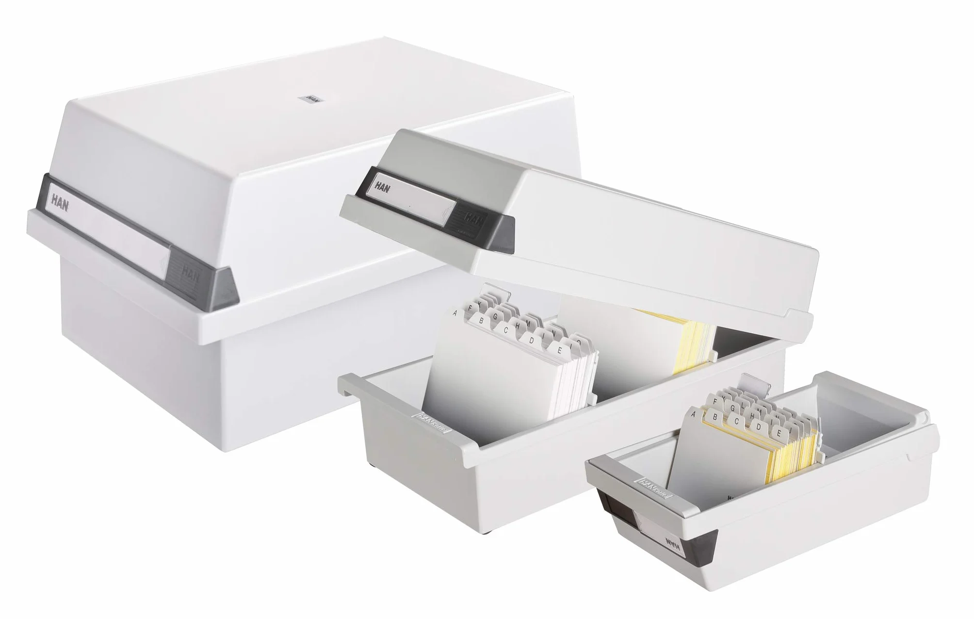 Han 955 Fichero para tarjetas A5 1300 tarjetas poliestireno negro 235x190x360 mm