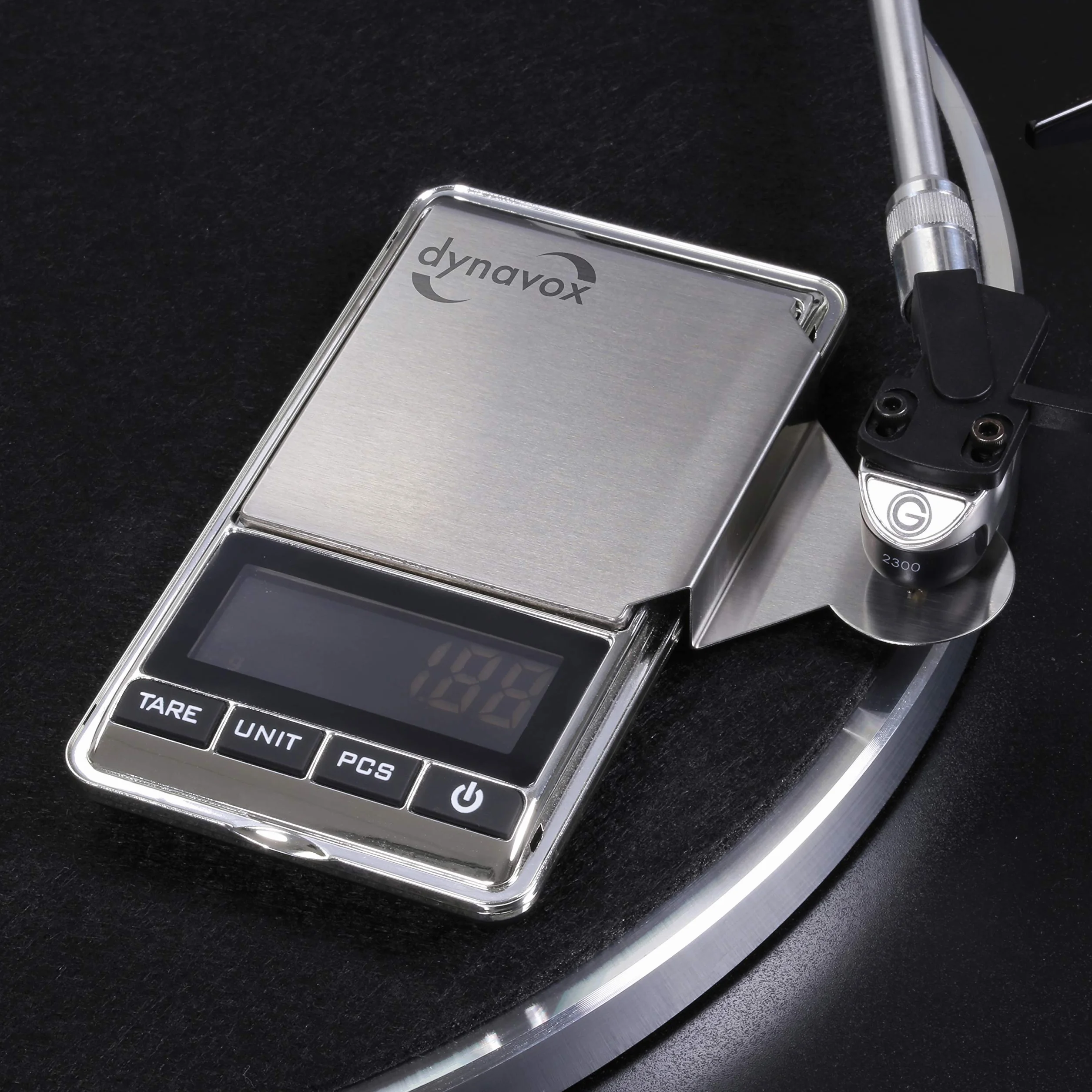 Dynavox Balanza Electrónica TW-4, Medición y Ajuste de Fuerza de Apoyo para Cápsulas de Tocadiscos, Plataforma Antimagnética de Alta Precisión