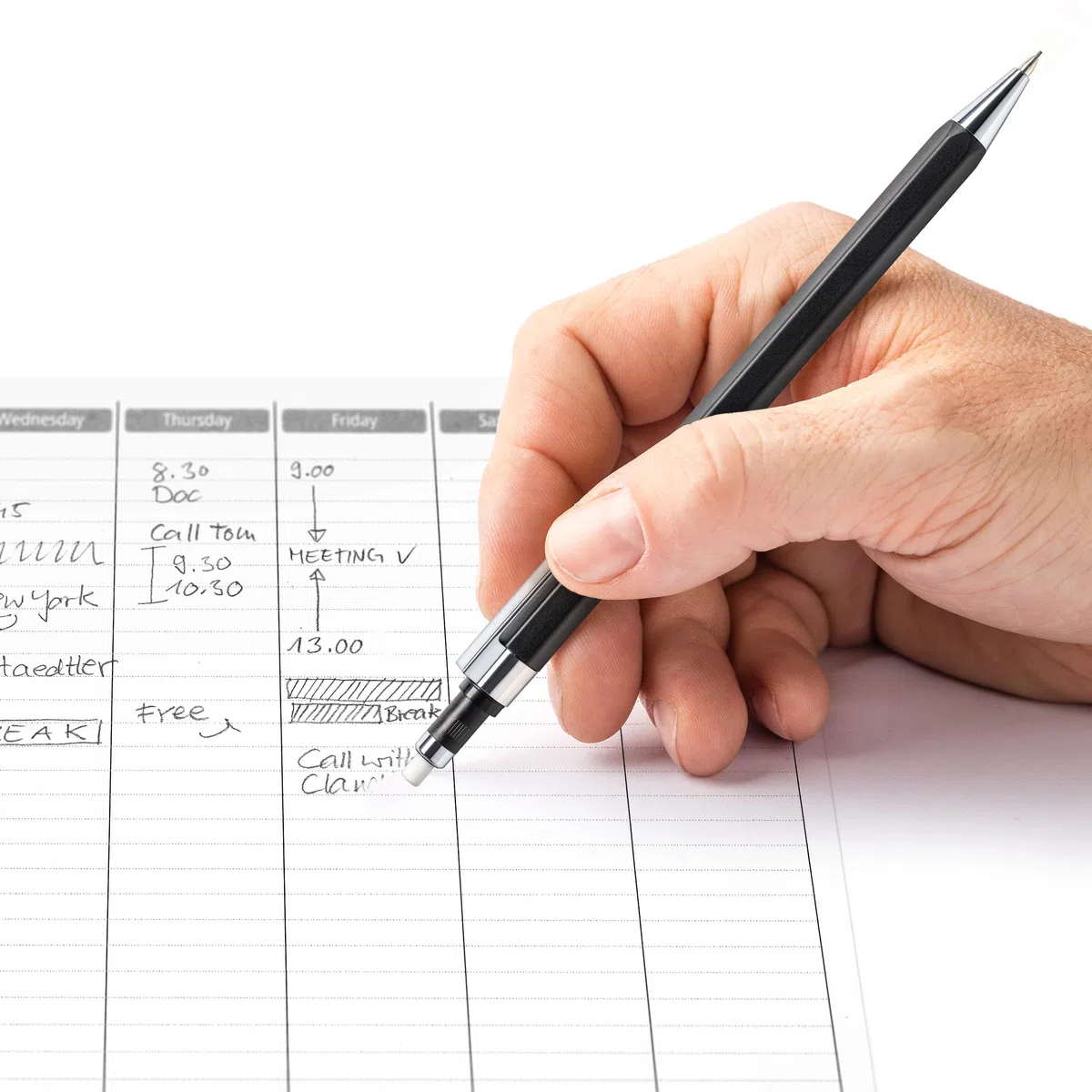 STAEDTLER Graphite 778 778 05-9 - Portaminas (forma hexagonal, 0,5 mm de ancho, punta y clip de metal, 10 portaminas en caja de cartón)