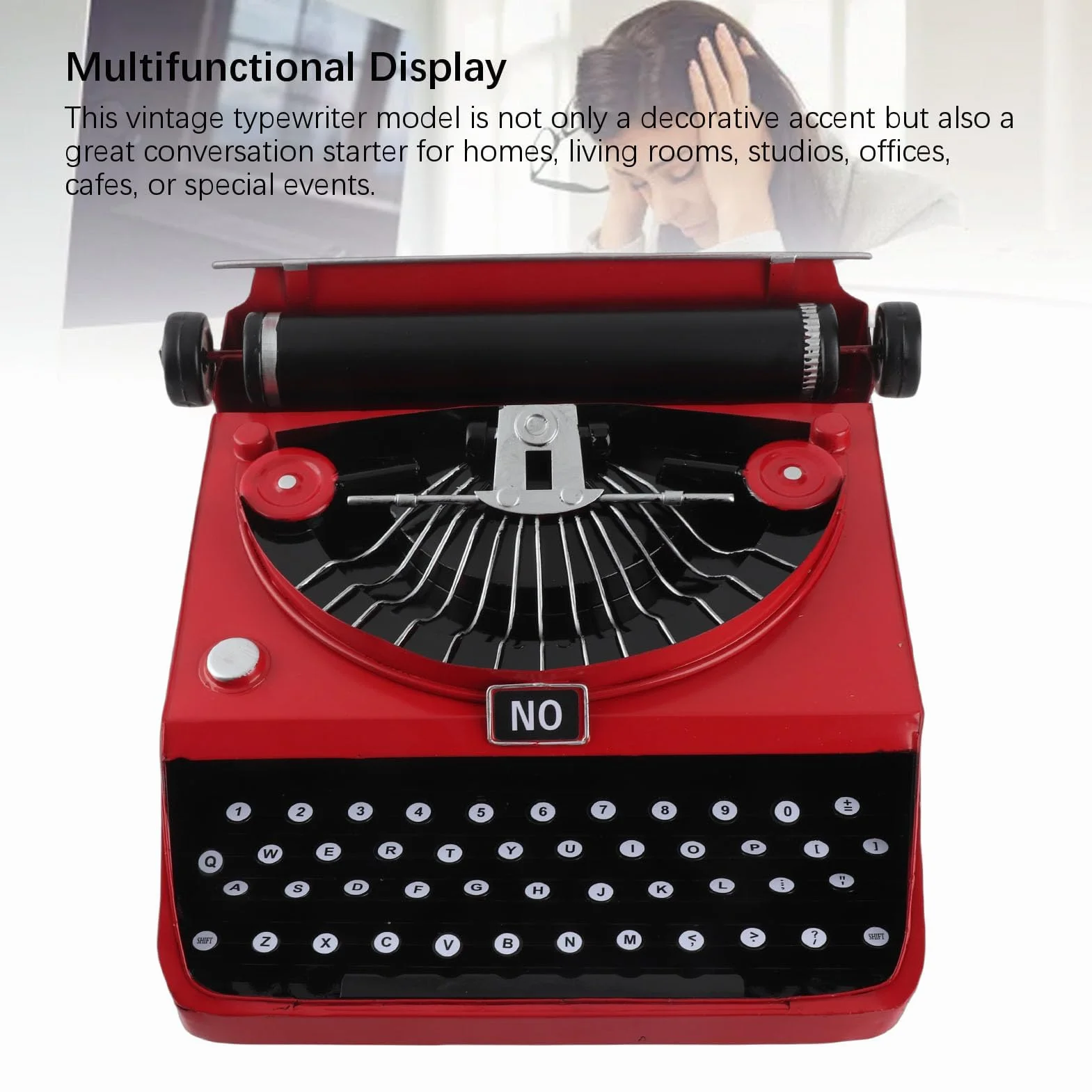 Modelo de Máquina de Escribir Manual Retro Clásico, Teclado y Decoración de Metal, Regalos para Aliviar el Estrés para Mujeres