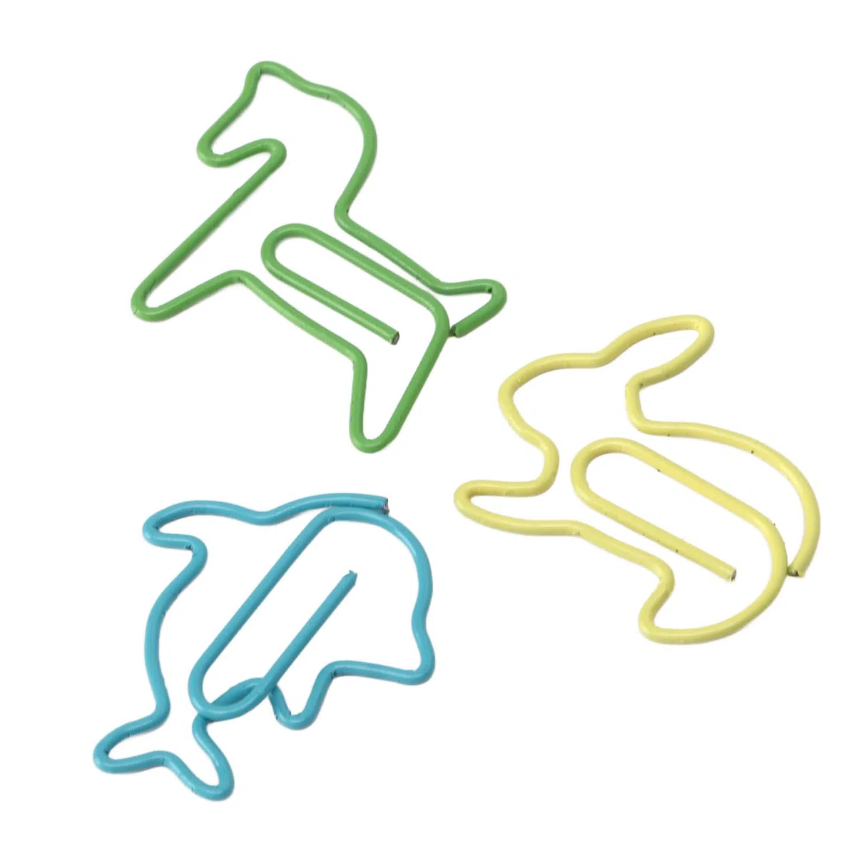 32 clips de papel en caja, 3 colores, innovador combo de poni, conejo, delfín, pequeños clips de metal para papeleo, oficina, escuela