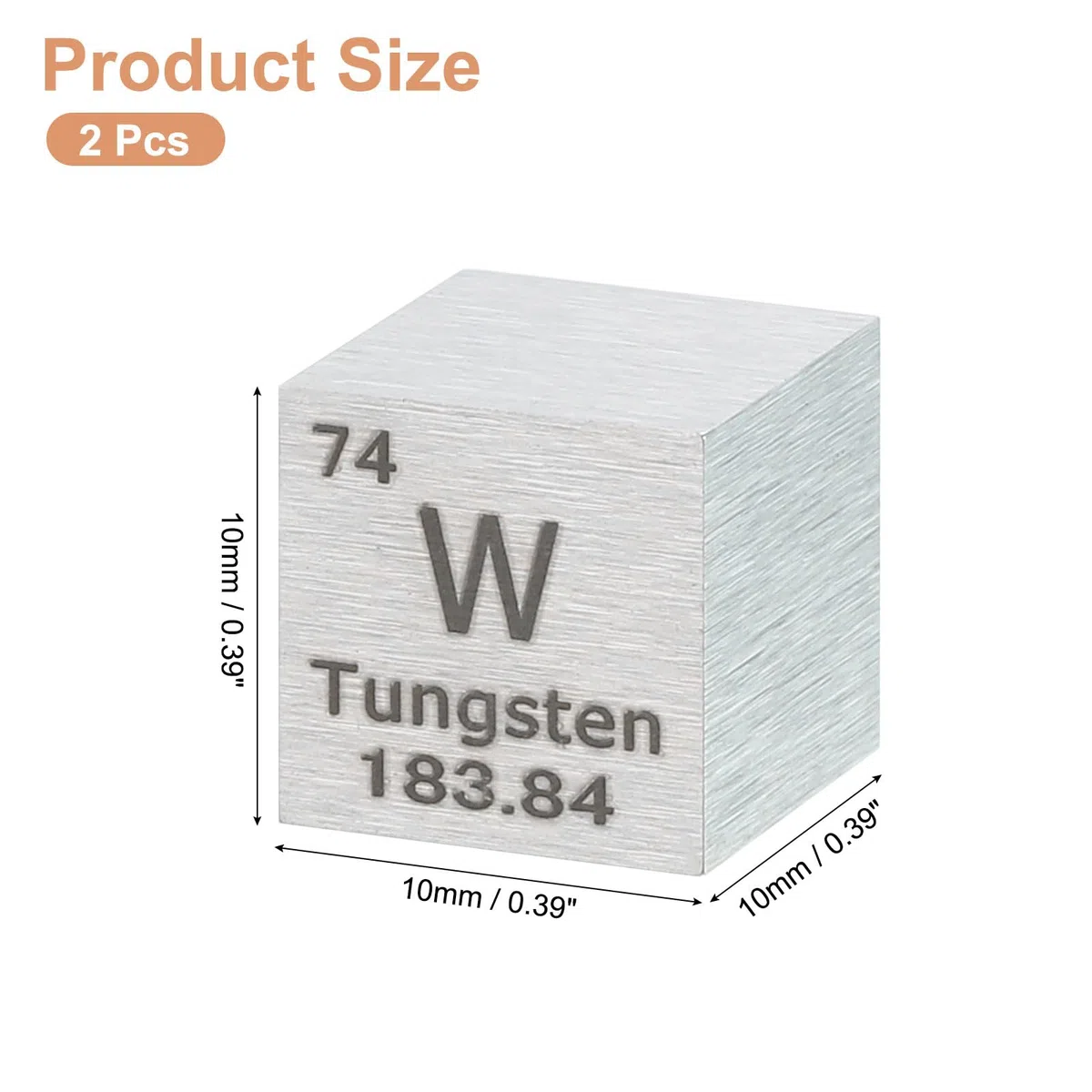QUARKZMAN 2 Cubos Tungsteno 0.39 Pulgadas Cubo Elemento Metálico Alta Densidad Para Colección Elementos Químicos Aplicación En Experimentos Educación Científica Color Plateado