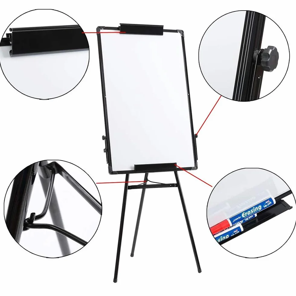 Pizarra Blanca Magnética Móvil, Pizarra Magnetica,Altura Ajustable, Pizarra Blanca con Soporte para Oficinas,Enseñanza (60 * 90 cm (Negro))
