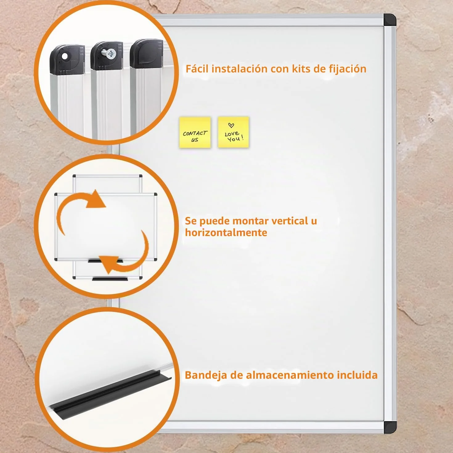 VIZ-PRO Pizarra Blanca Magnética 90 x 60 cm Marco Aluminio Bandeja Rotuladores