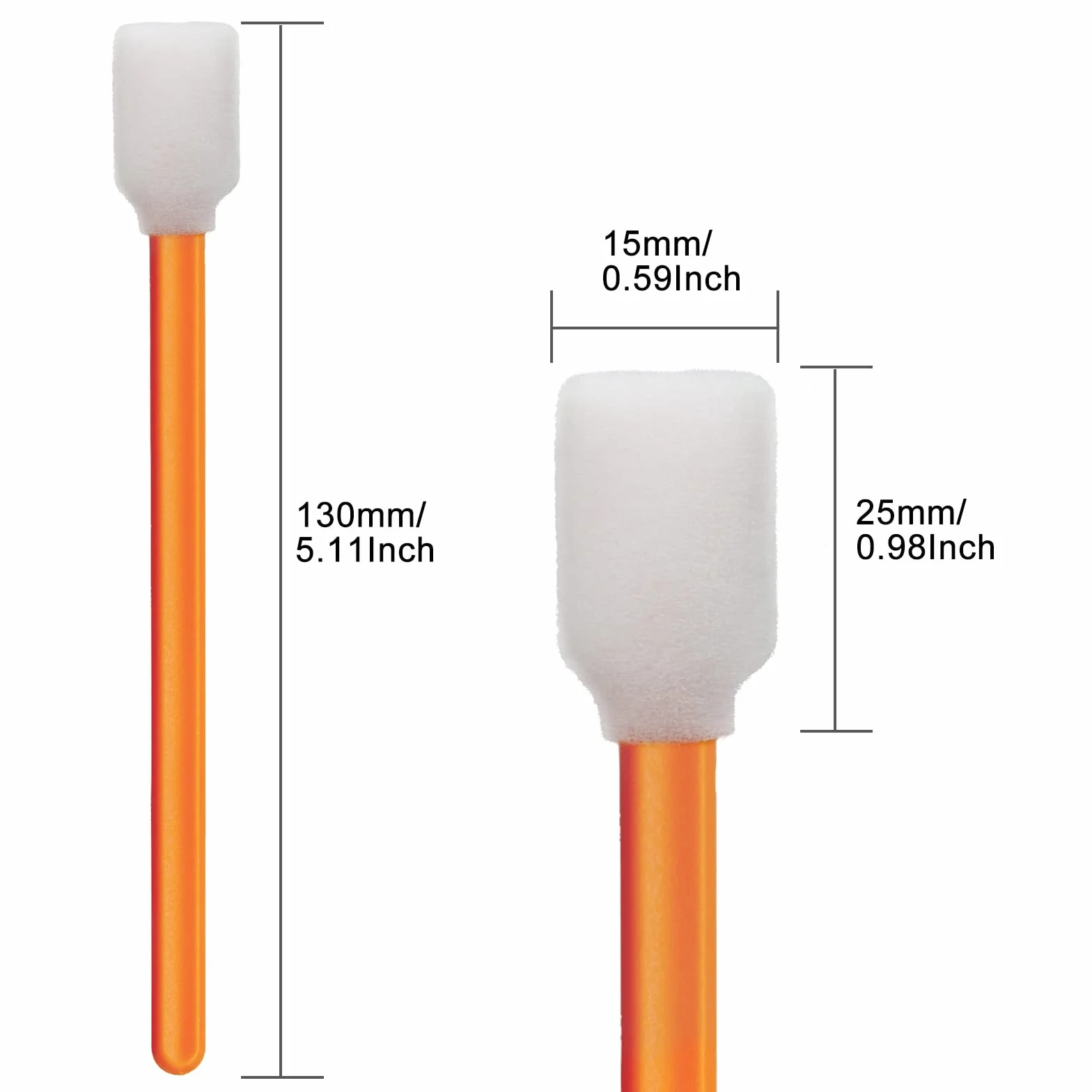 200pcs 5.11" BVN Bastoncillos de Limpieza, Kits de Bastoncillos de Espuma para Impresoras de Inyección de Tinta, Cabezales de Impresión, Cámaras, Lentes Ópticos y Equipos Ópticos (Naranja).