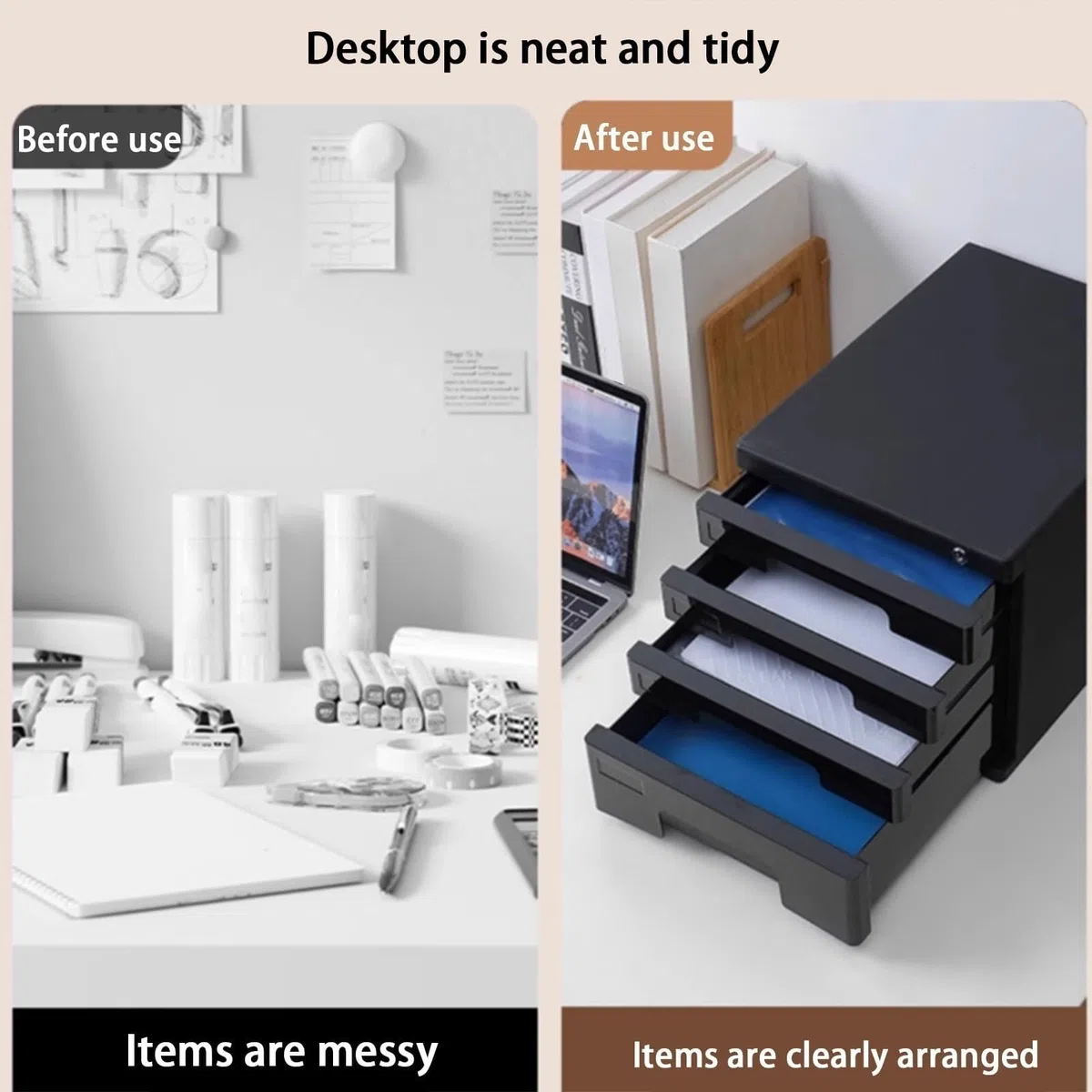 Organizador Escritorio Archivador De Documentos A4 De 4/5 Capas, Organizador De Escritorio Con Cerradura Y Cajones, Para Oficina Y Hogar, Soporte Seguro Para Papel Y Papelería(Grigio,4-layers)