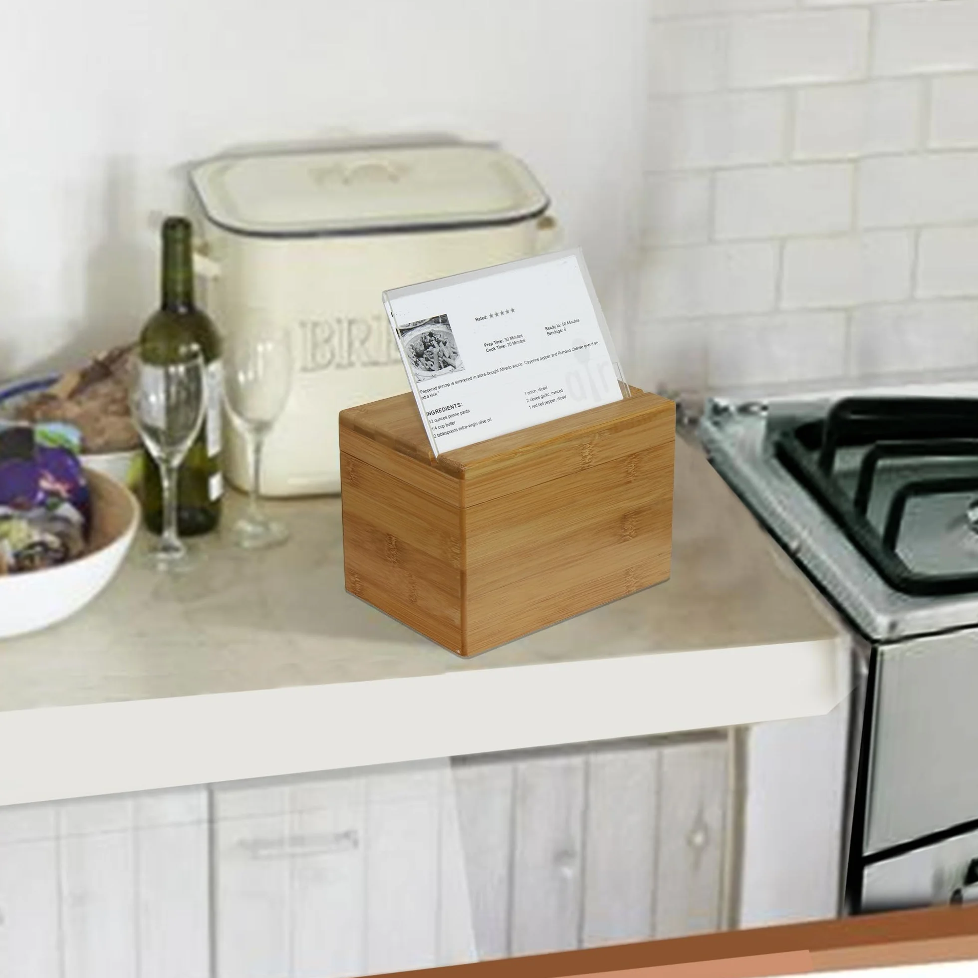 Oceanstar - Caja de bambú para Recetas con Divisor, Natural de Oceanstar
