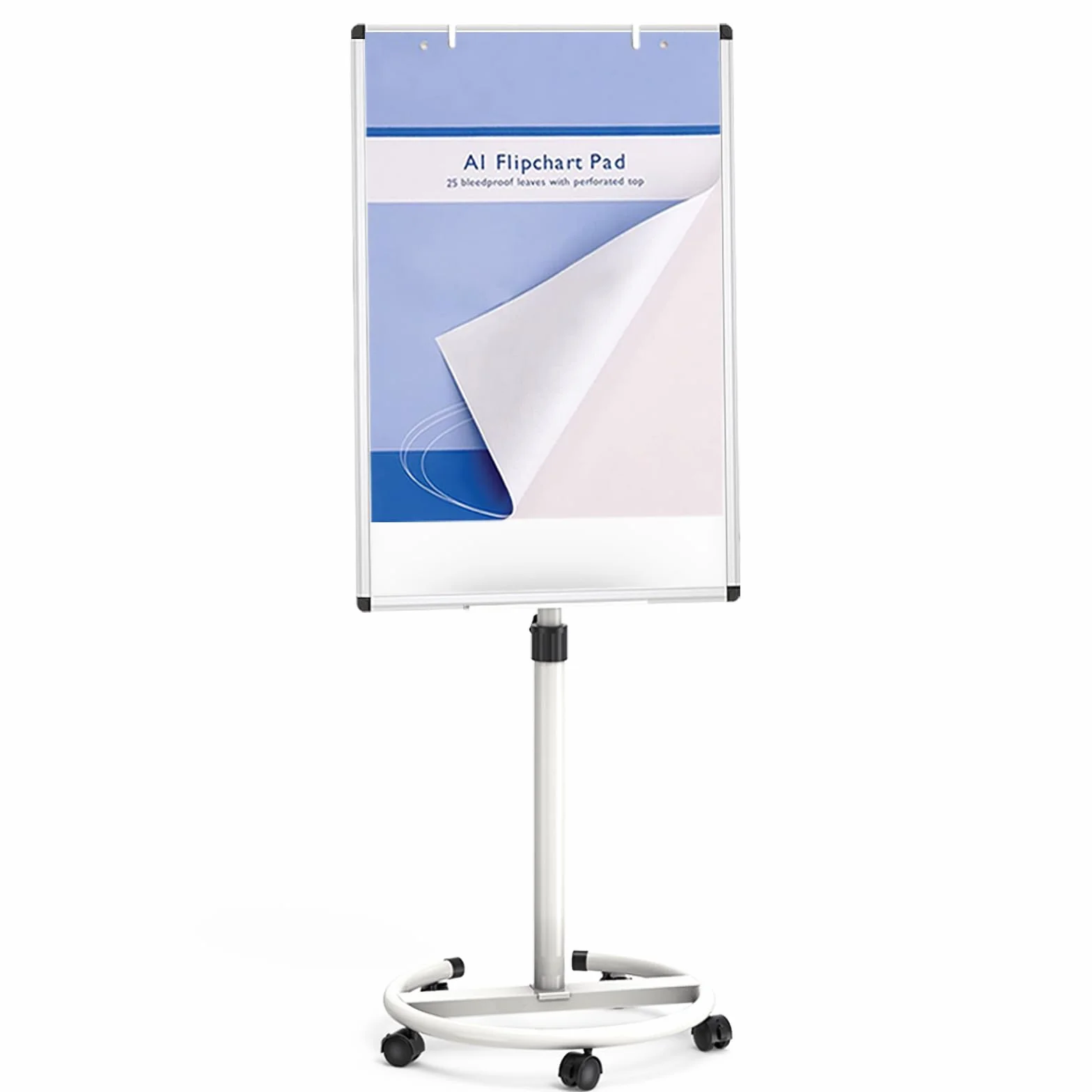 VIZ-PRO Pizarra blanca móvil magnética 90x60 cm, portátil con bandeja y caballete, altura ajustable
