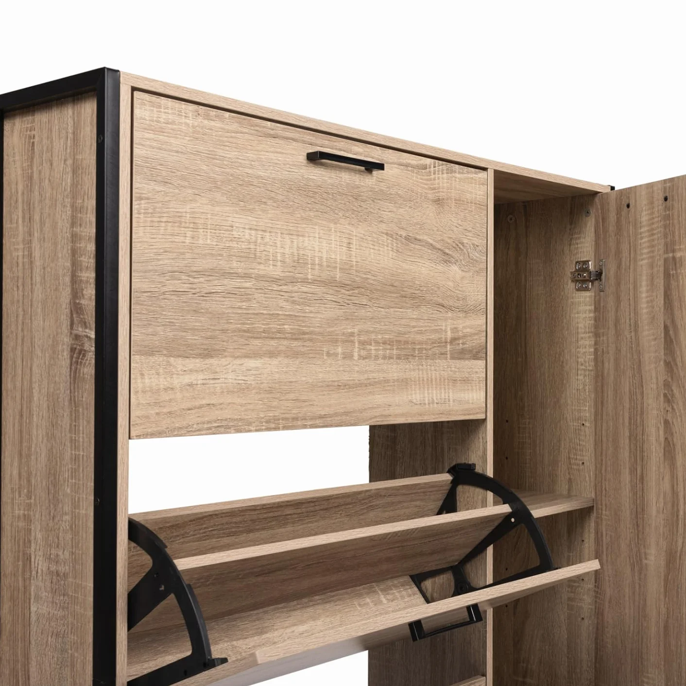 IDMarket Luis Mueble para zapatos 20 pares 4 puertas armario diseño industrial