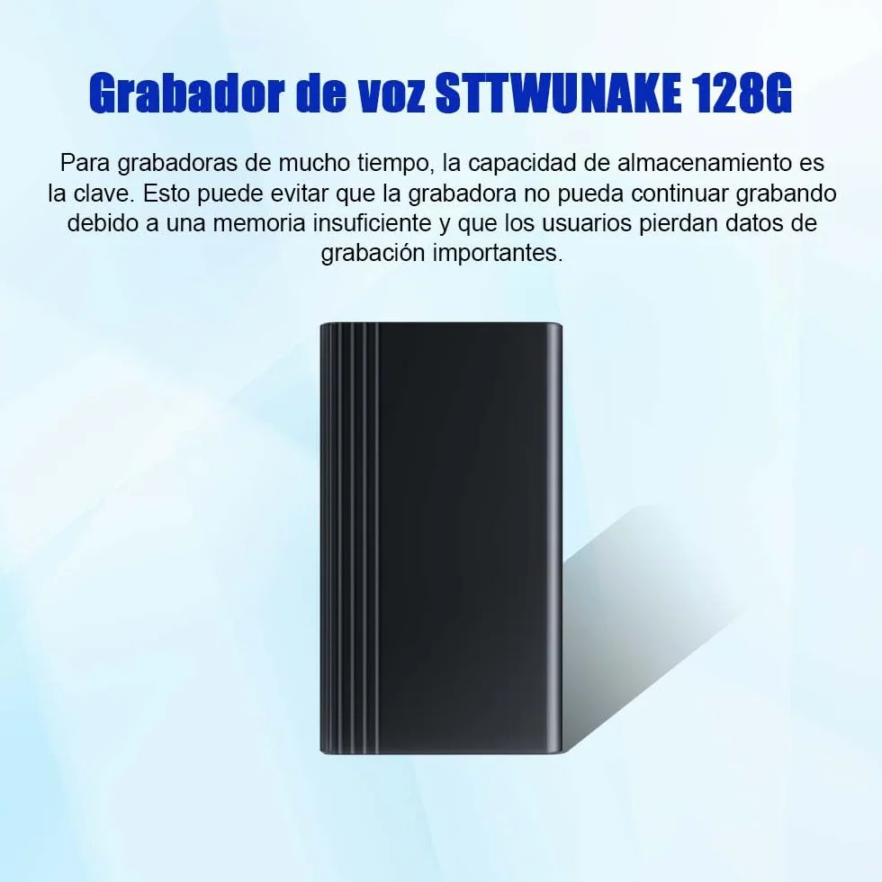 Grabadora de voz STTWUNAKE 128 GB 2000 horas almacenamiento grabación continua