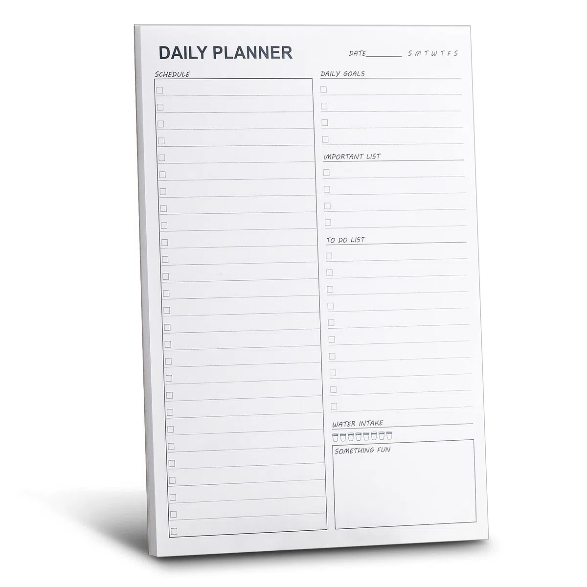 Bloc de notas de planificador diario: 6.7 x 9.8 pulgadas con 58 hojas sin fecha, almohadillas de planificación unisex para rastrear la productividad, horario, ingesta de agua y algo divertido.