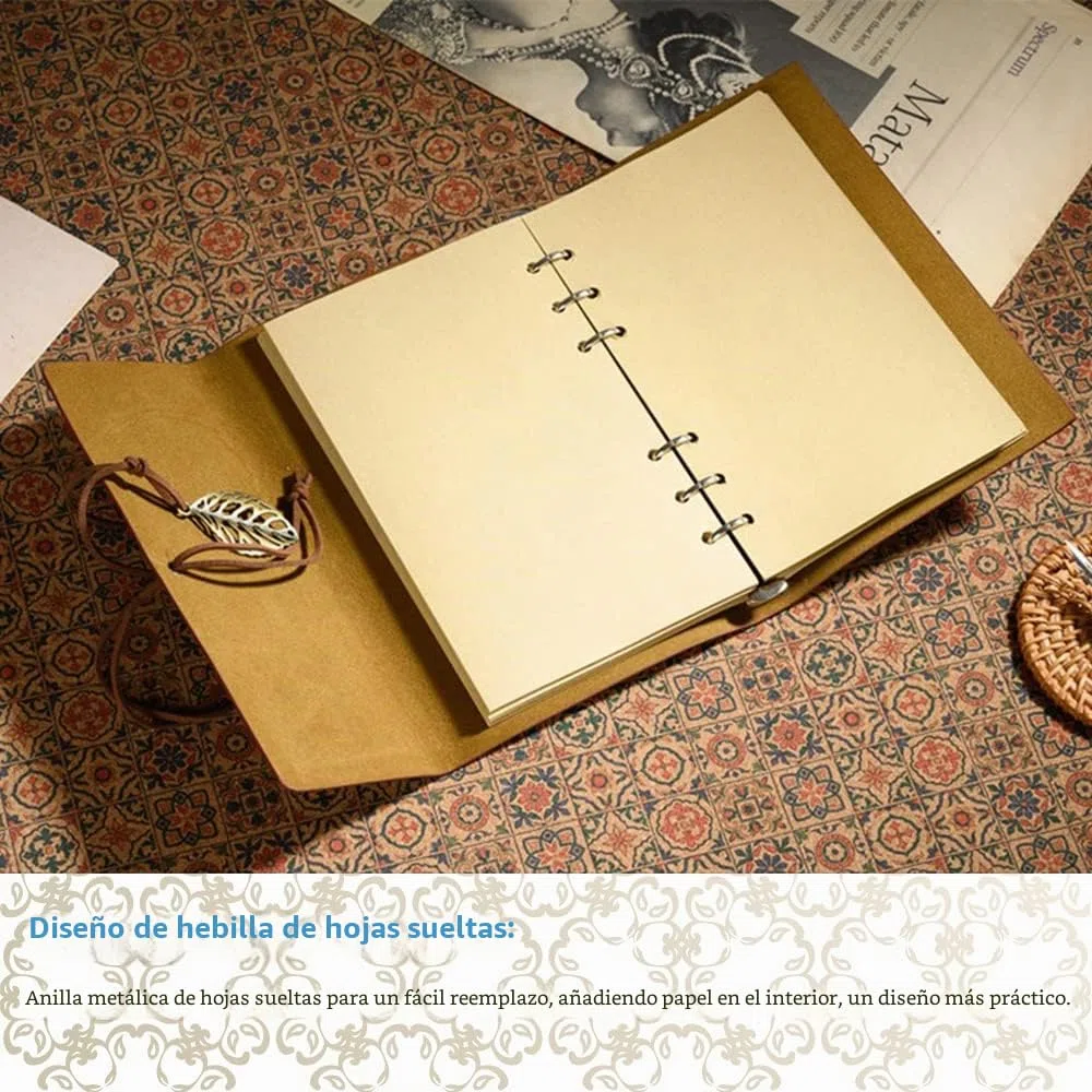 VBESTLIFE Conjunto de Botella de Tinta Cuaderno de Cuero Retro con Pluma Estilográfica de Plumaje Tallado Vintage para Caligrafía Escritura Regalo de Papelería(Blanco)