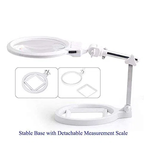 YUHINN Lupa Lupa con Soporte, luz LED, Plegable, Ajustable, ayudas de Lectura de Baja visión para Trabajos de reparación de Cerca, Costura Inspección