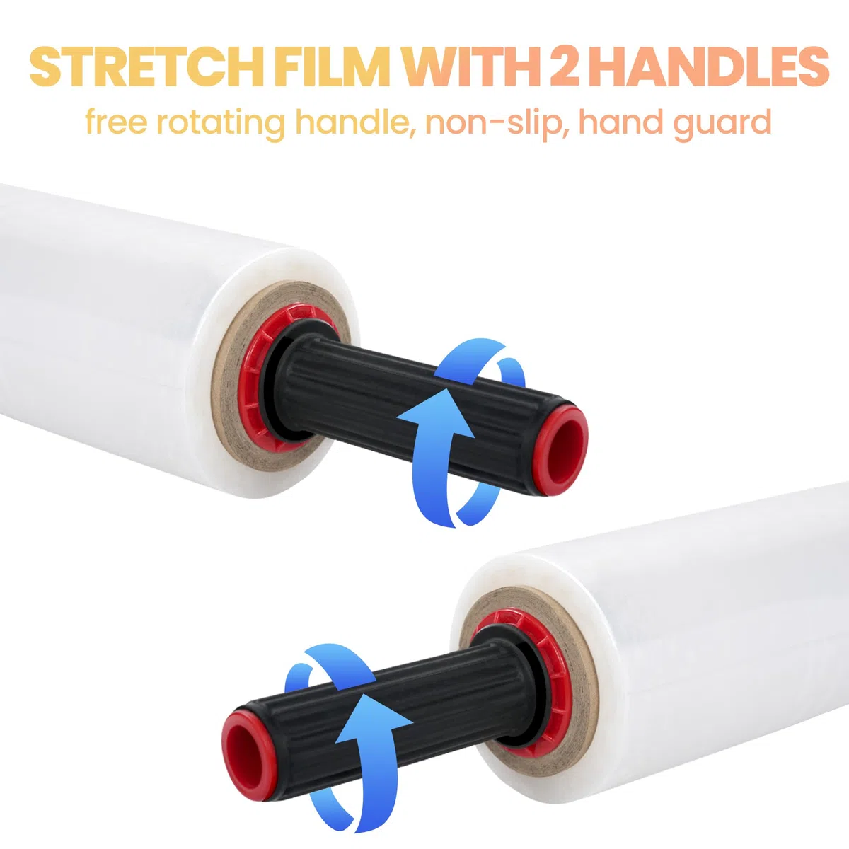 TAPEBEAR Film Transparente para Embalar 38cm x 305M Con Asas, Plastico Cubretodo para Mudanzas, Film Adhesivo Protector, Film Embalaje para Cubrir Muebles, Cajas Carton Mudanza y Objetos
