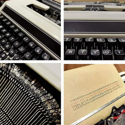 Máquina de escribir retro, máquina de escribir mecánica inglesa, máquina de escribir manual portátil tradicional antigua, acabado vintage, máquinas de escribir antiguas para notas, cartas o