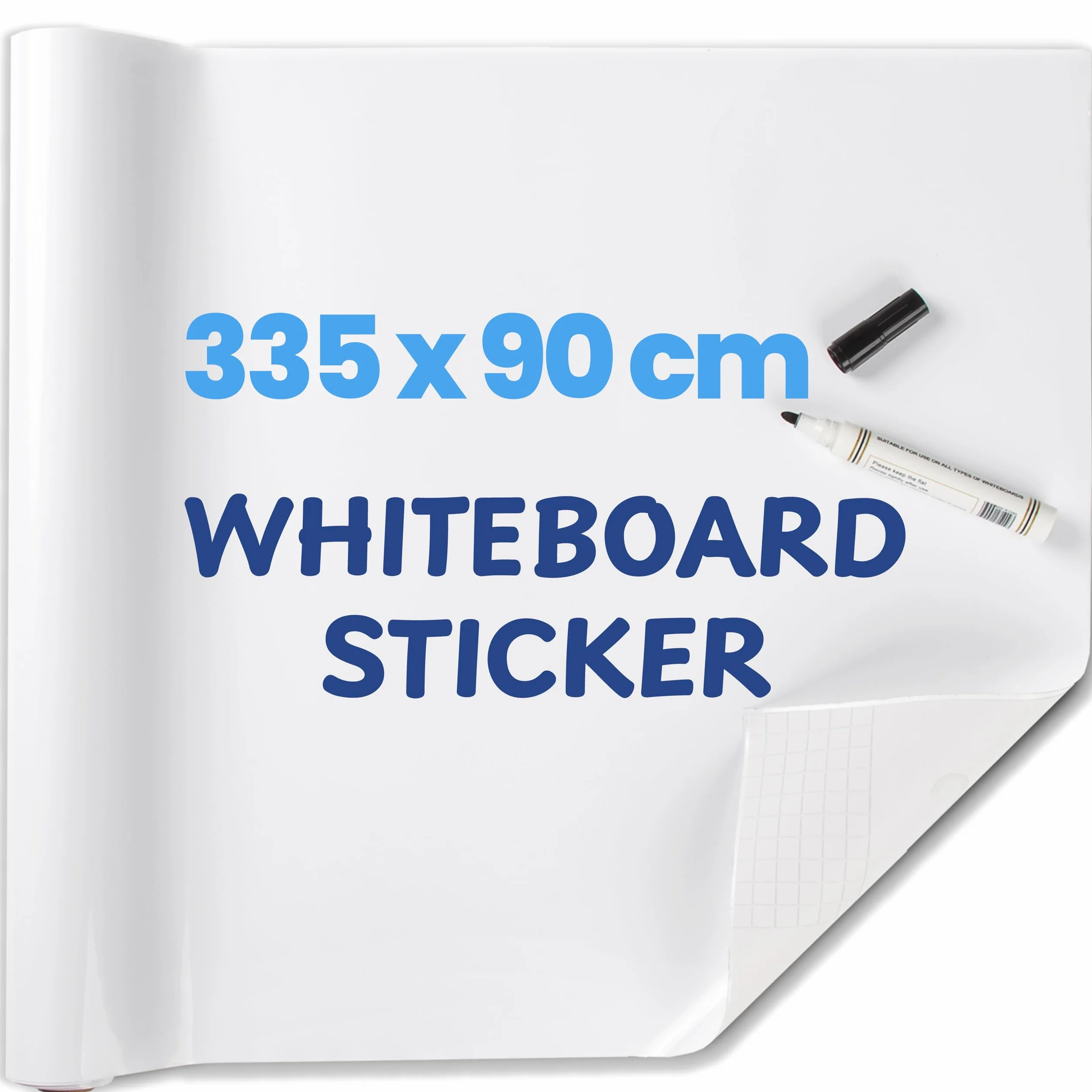 Vinilo Pizarra Blanca Adhesiva 335x90 cm Rollo Autoadhesivo Antimanchas Borrado en Seco