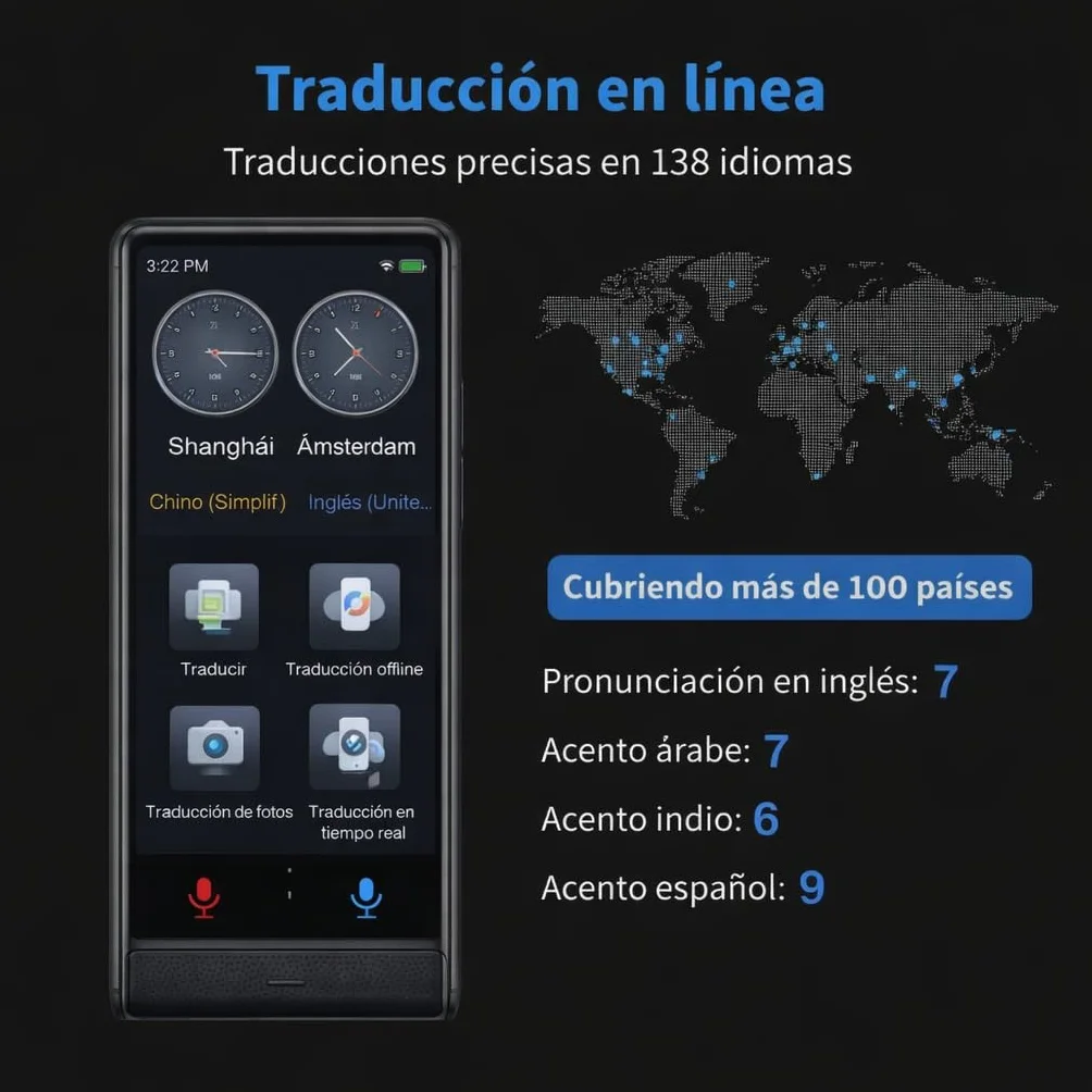 California, Traductor de Idiomas Instantáneo de Voz 2026, Traductor Simultáneo Sin WiFi, Pantalla Táctil 4 Pulgadas, Aleación de Aluminio, 142 Idiomas Online 22 Offline, Traductor Portátil