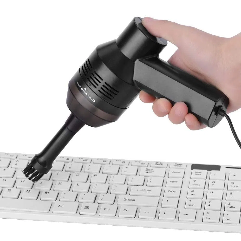 Mini Aspirador de Teclado USB de Mano, Kit de Aspireadora Recargable para Ordenador, Limpiador Eléctrica Portátil con Esponja para Teclados de PC, Aspiradora de Teclado para Limpiar Polvos(黑色)