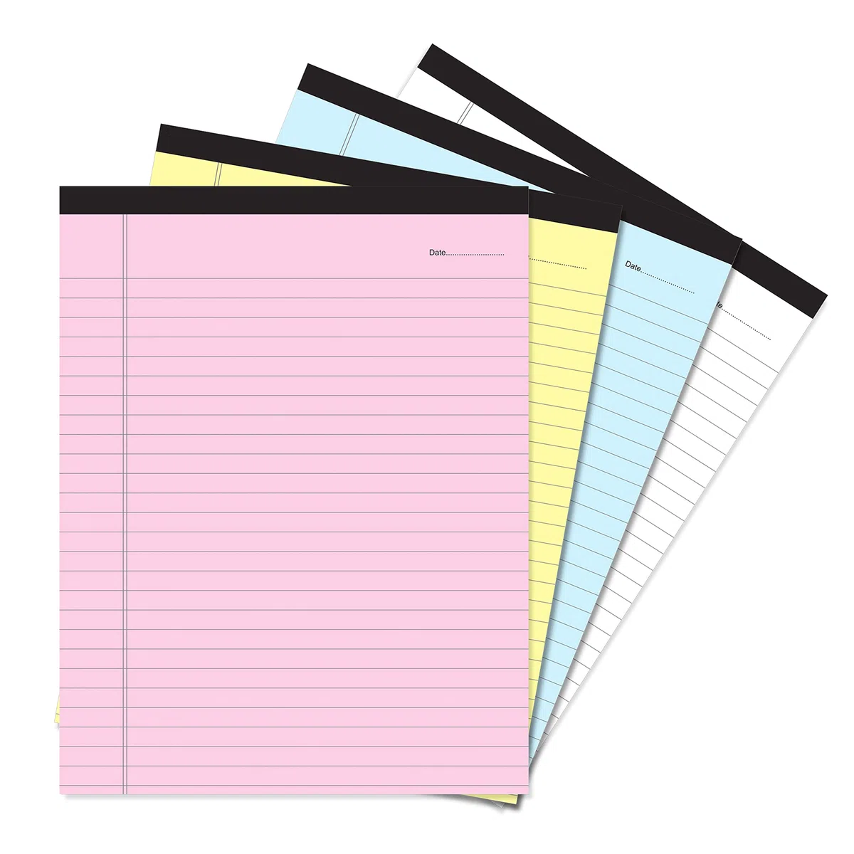 Clickedin - Bloc de notas de oficina, tamaño A4, 275 x 205 mm, con rayas anchas, paquete de 4 colores para escritura y blocs de notas