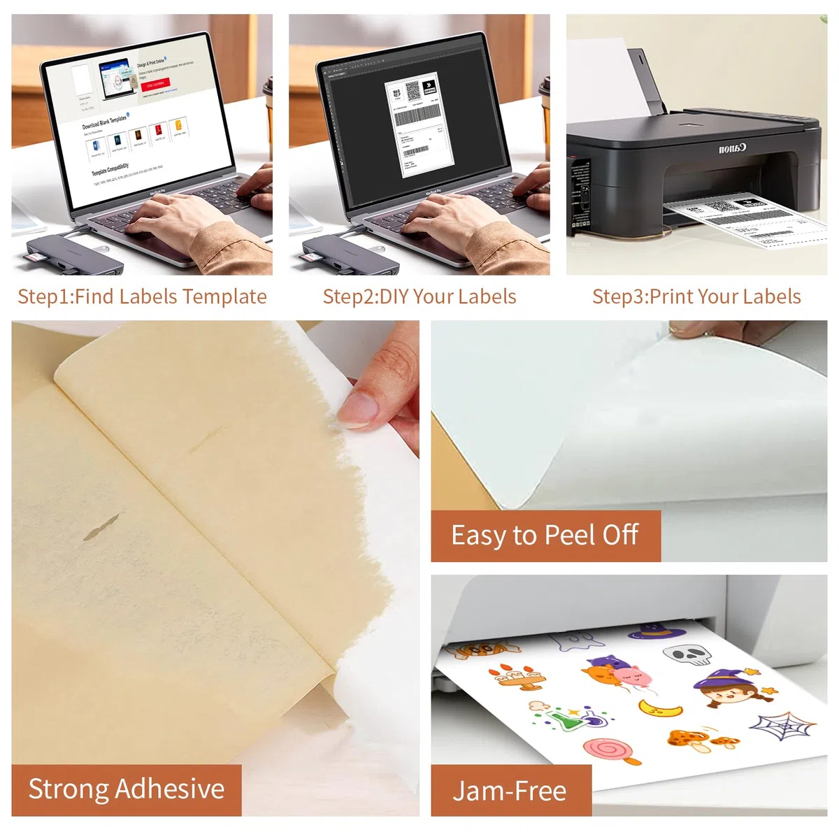 Etiquetas adhesivas de hoja completa, papel de etiquetas de envío de 8.5 x 11 pulgadas (200 hojas, 200 etiquetas), papel autoadhesivo de hoja completa blanca mate, etiquetas adhesivas de dirección