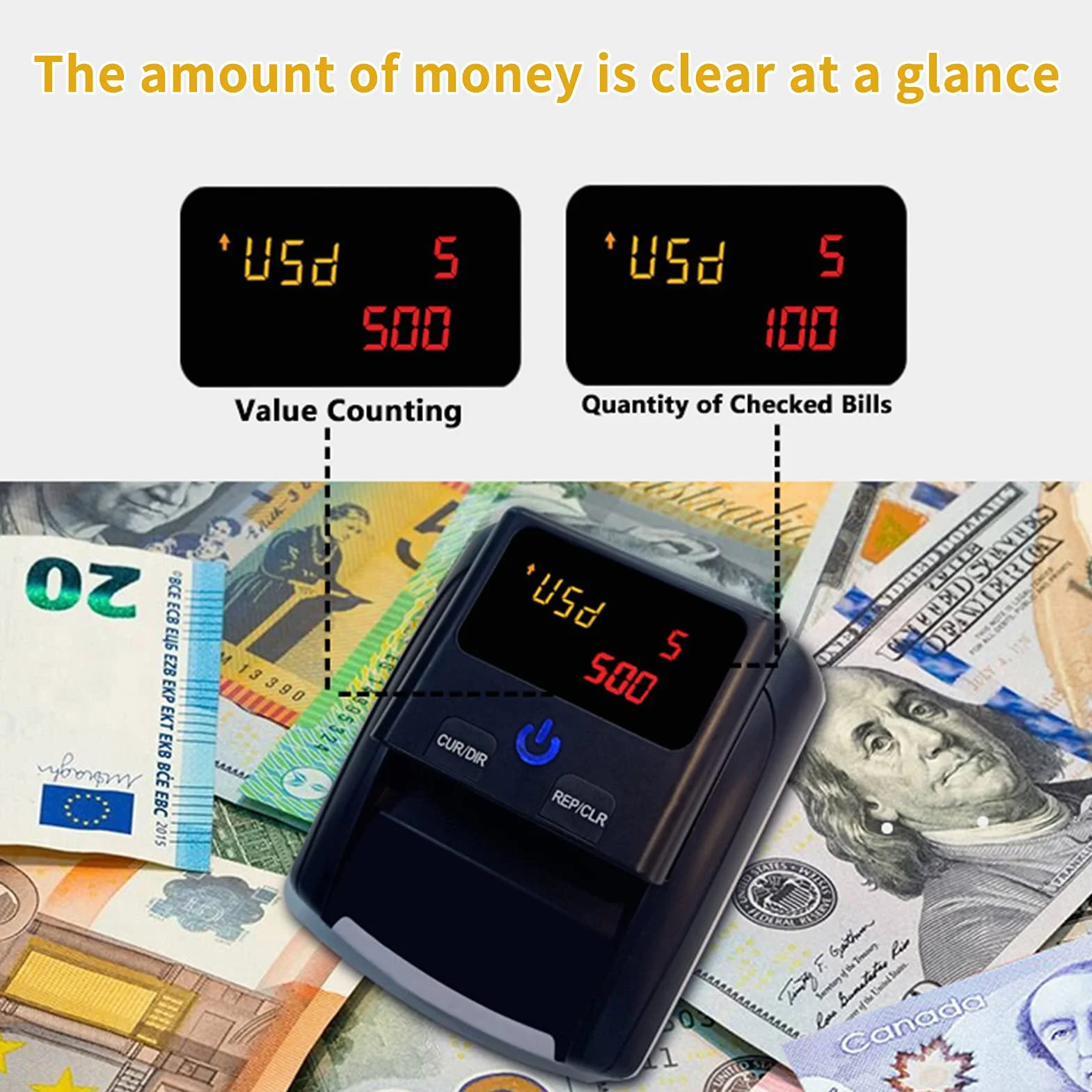 Detector de Billetes Falsos Portátil UV MG IR Imagen Calidad del Papel para EURO