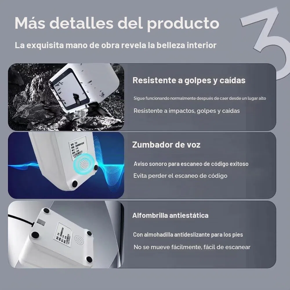 Docooler QR Escáner de Código de Barras de Escritorio Móvil Con Sensor Automático USB - Lector de Códigos de Pago Para Supermercado, Tienda Minorista