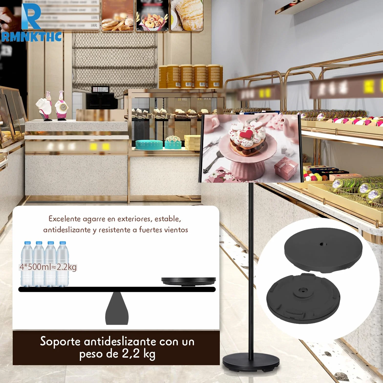 A3 Expositor de aleación de aluminio | Soporte ajustable en ángulo impermeable | Pizarra de menú para negocios/entrada/evento (negro)