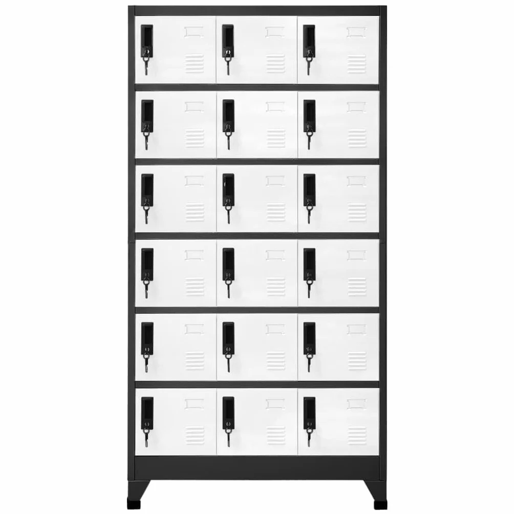 vidaXL Taquilla Armario Casillero Acero Gris Antracita Blanco 90x40x180 cm