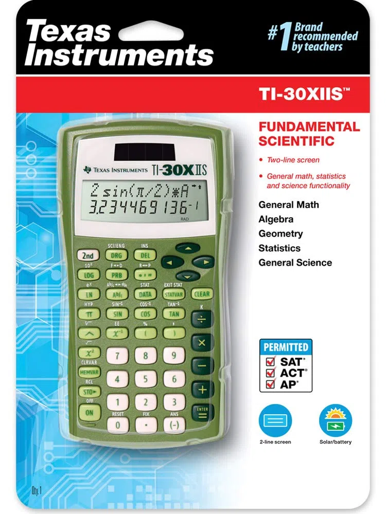 Texas Instruments TI-30X IIS - Calculadora científica (calculadora científica, 11 dígitos, 2 líneas, Solar, Verde)
