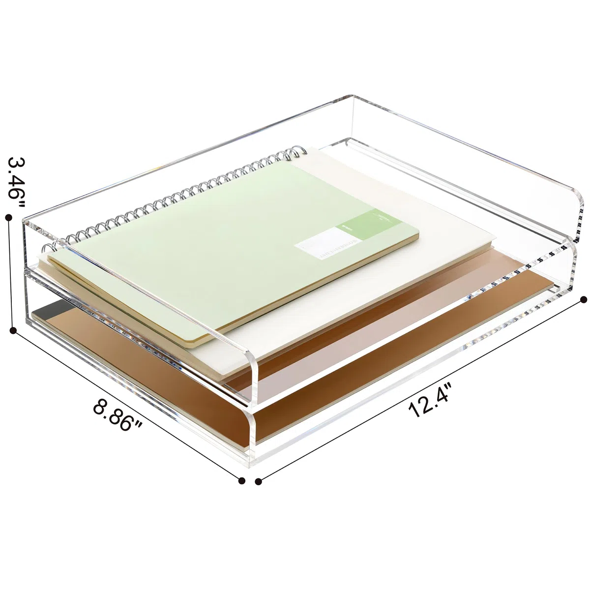 SANRUI Bandeja para cartas A4, apilable, acrílico, bandeja de documentos de alta calidad, horizontal, transparente y maciza, organizador y bandeja para cartas para oficina, cartas y papel, bandeja de